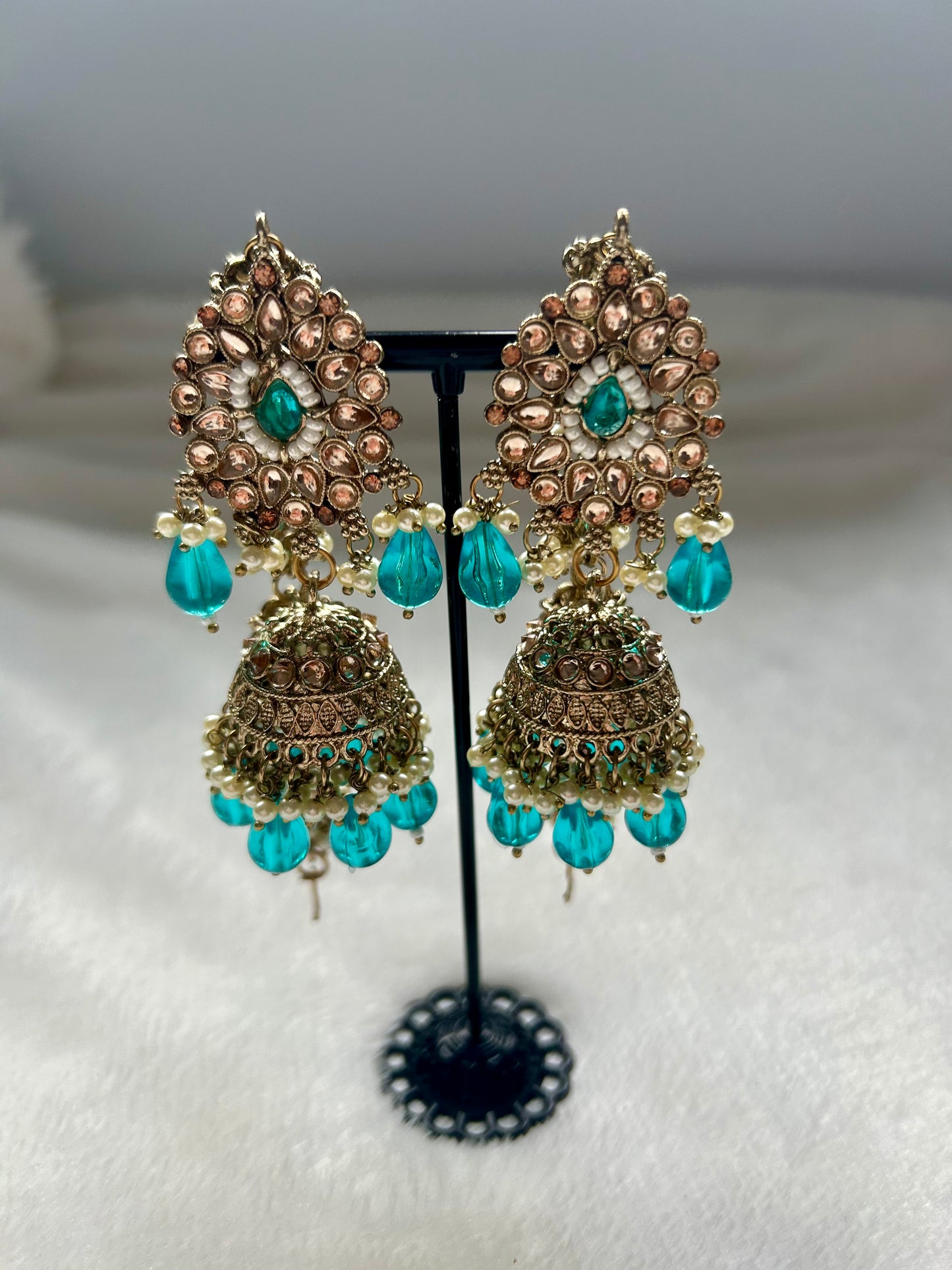 Blue Polki Sahara Earrings