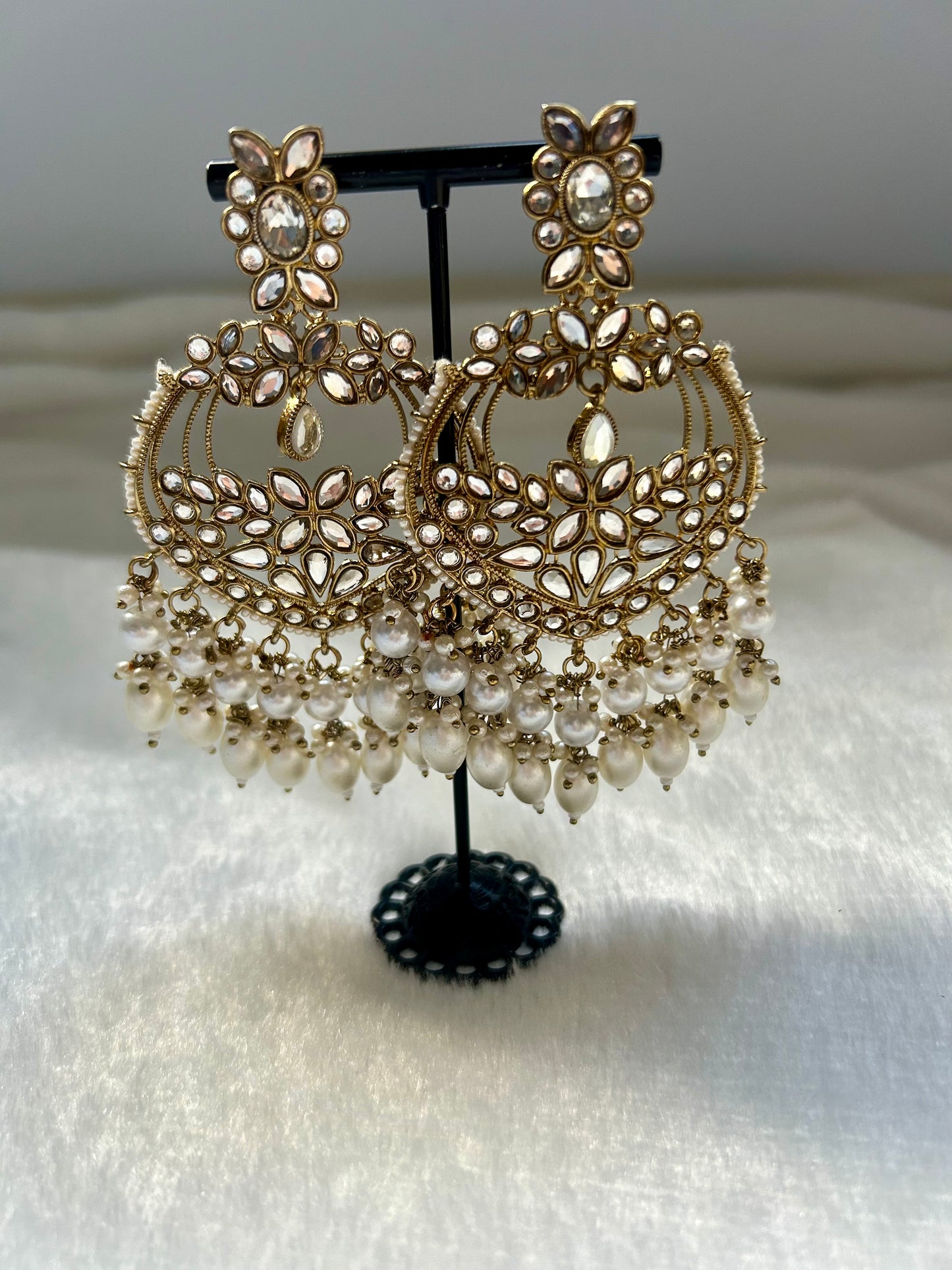 White Kundan Earrings