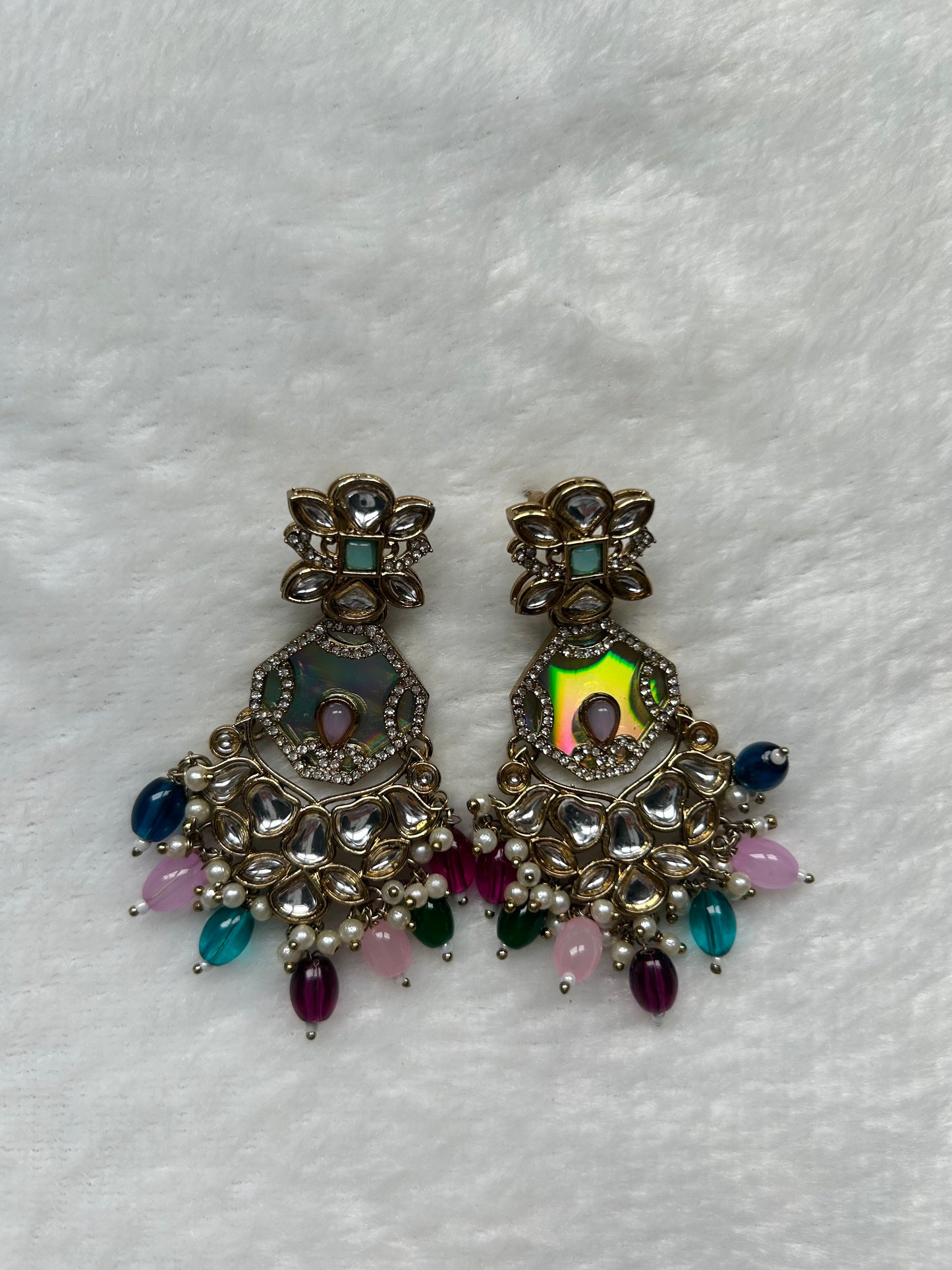 Multi Fusion Kundan Earrings