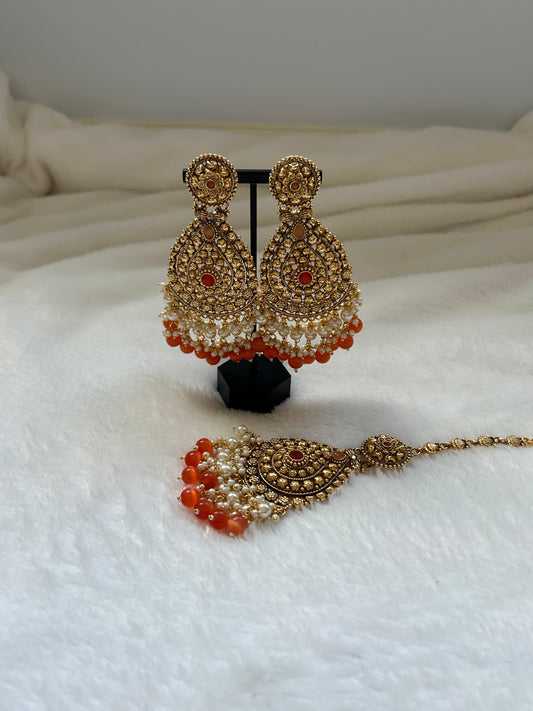 Orange Gold Handcrafted Tikka Set