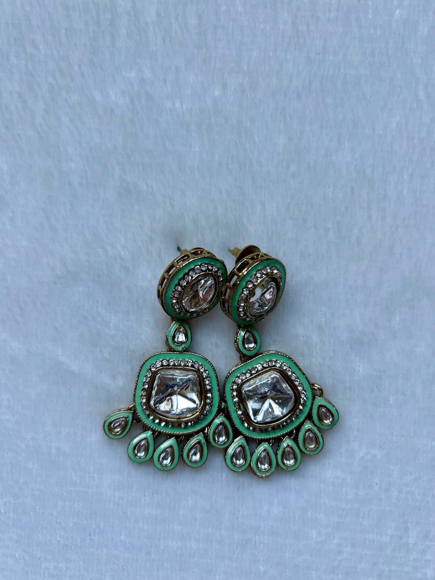 Mint Green Kundan Earrings