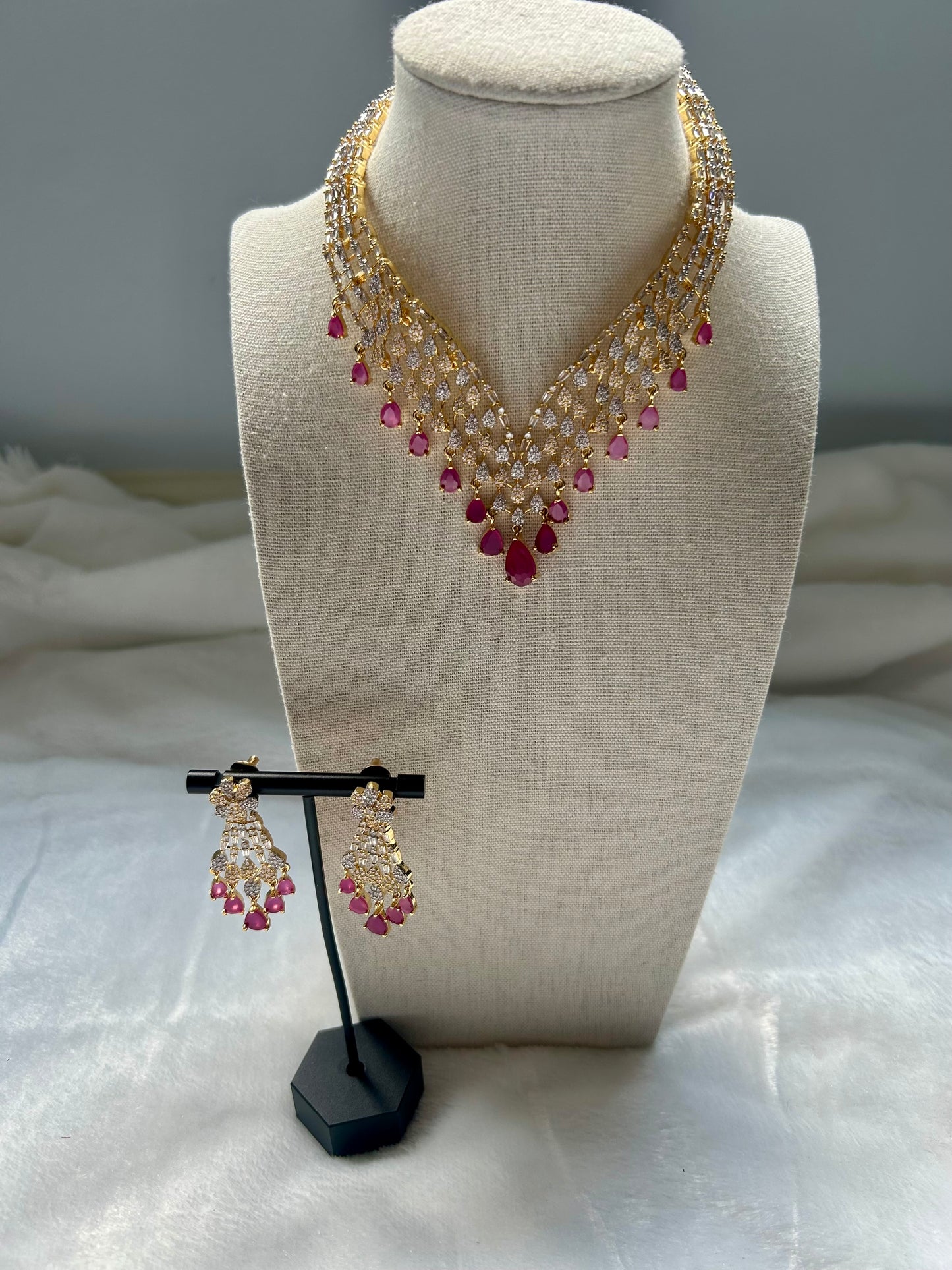 AD Ruby Necklace Set