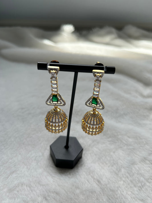 AD Emerald Green Jhumka Earrings