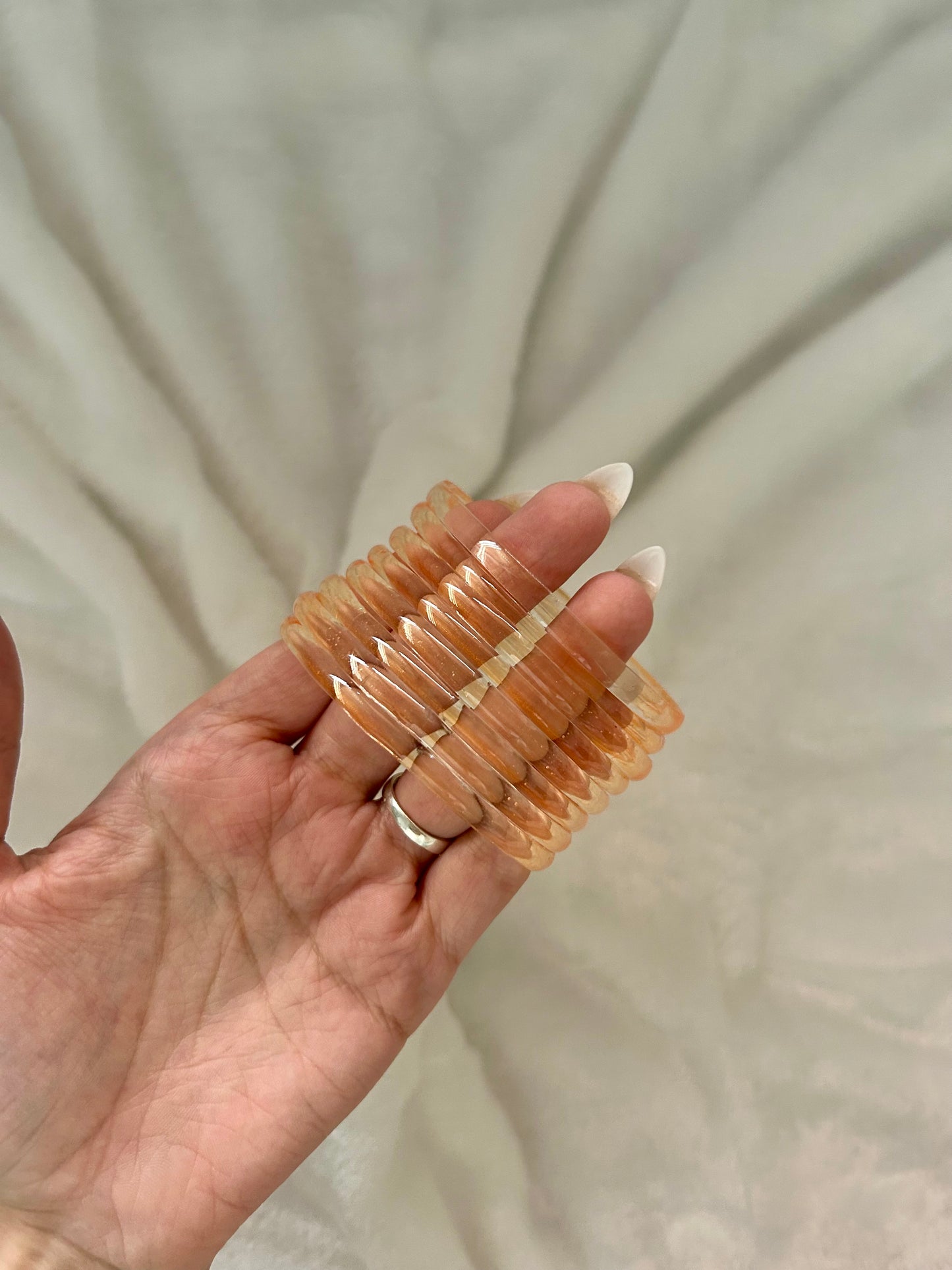 Cream & Orange Jelly Glass Bangles