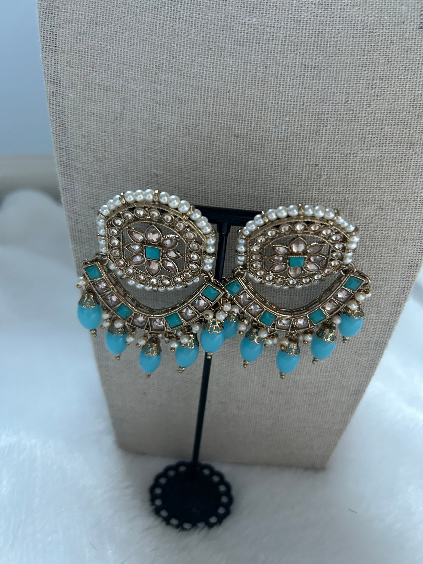 Blue Polki Choker Tikka Set