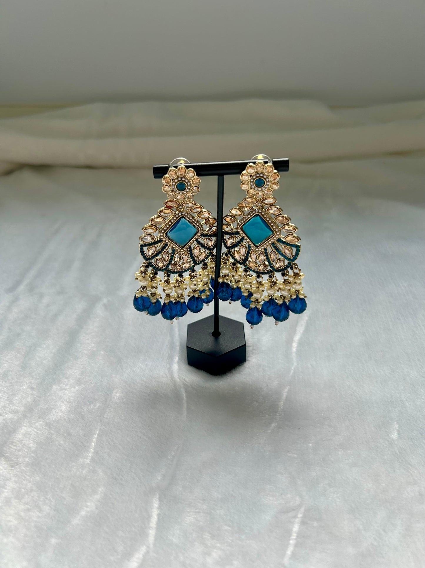 Royal Blue Kundan Earrings