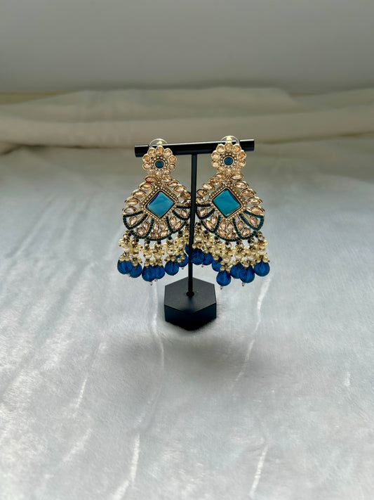 Royal Blue Kundan Earrings