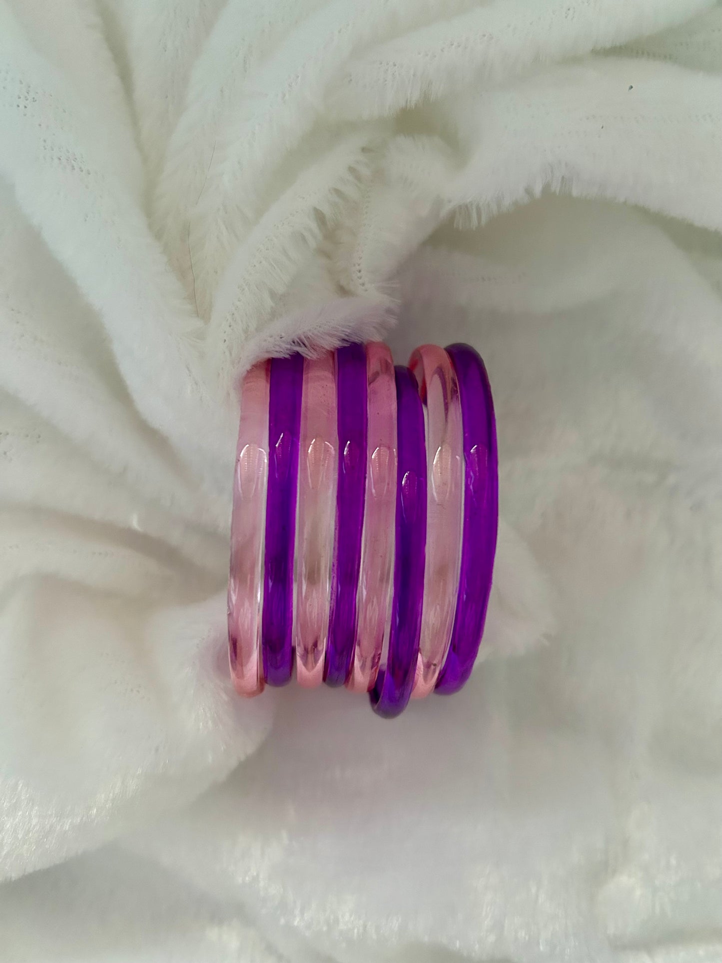 SIZE 2.4 Light Pink & Purple Jelly Bangles