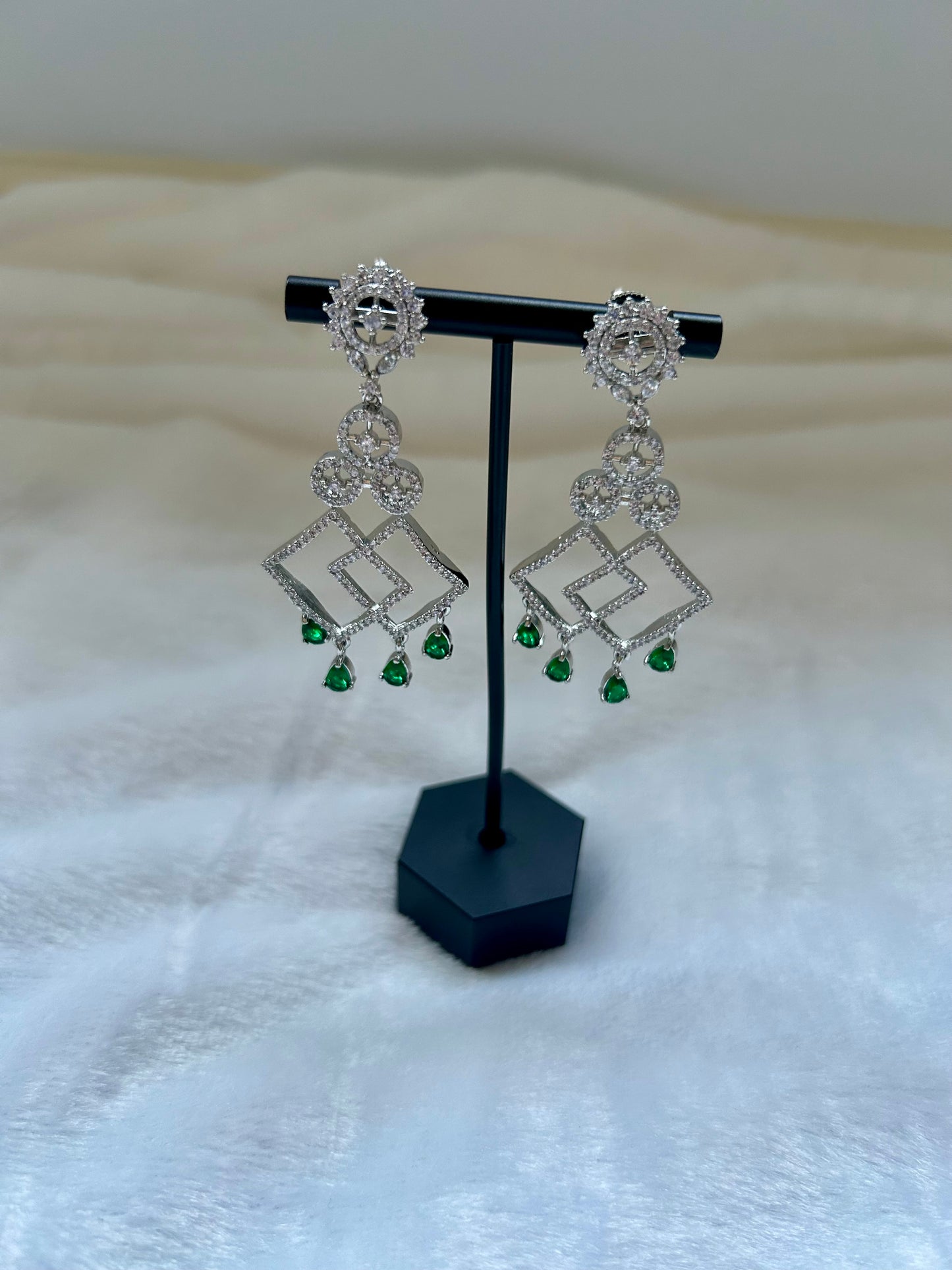 Emerald Green CZ Earrings