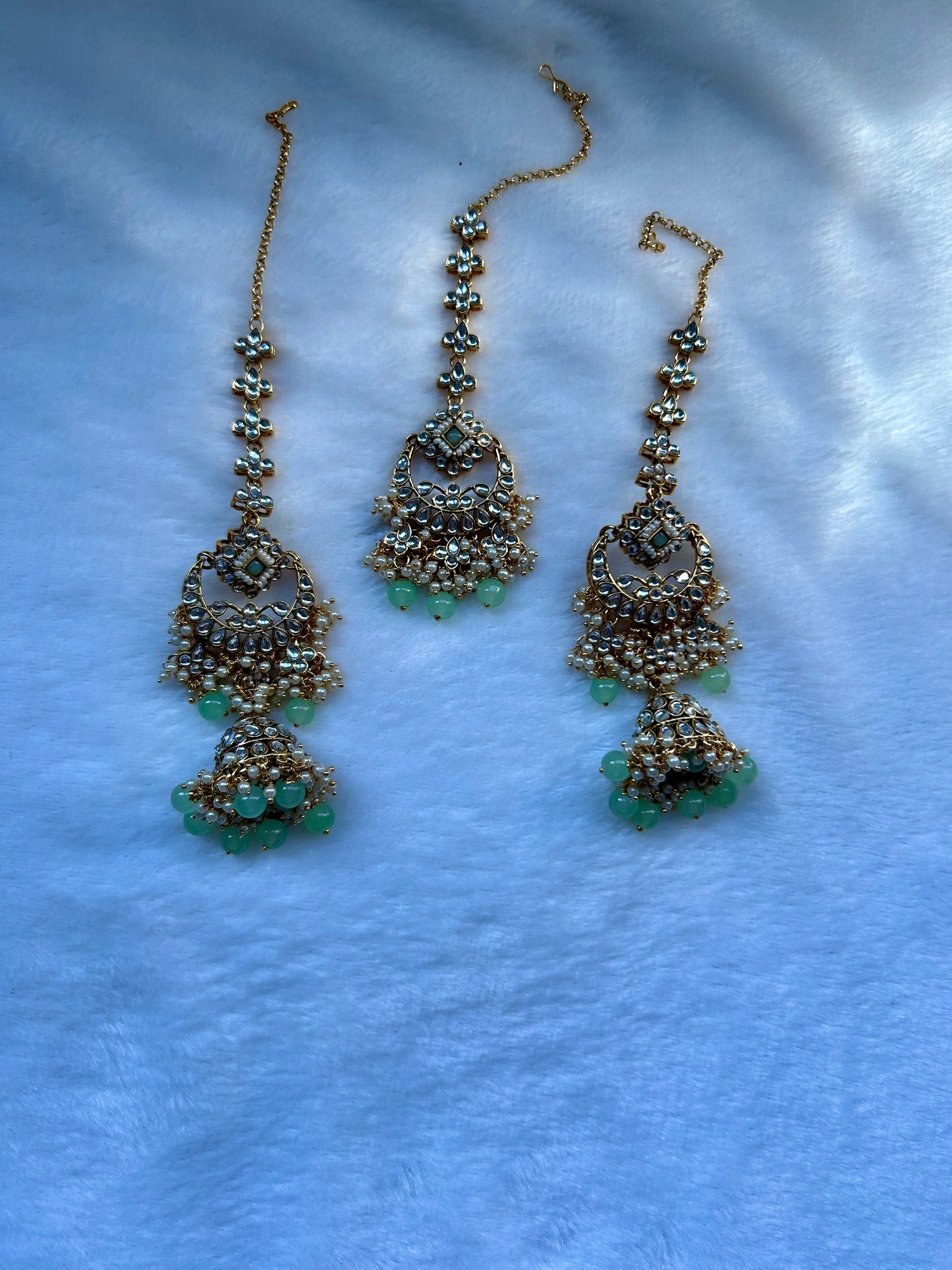 Mint Green Kundan Tikka Set