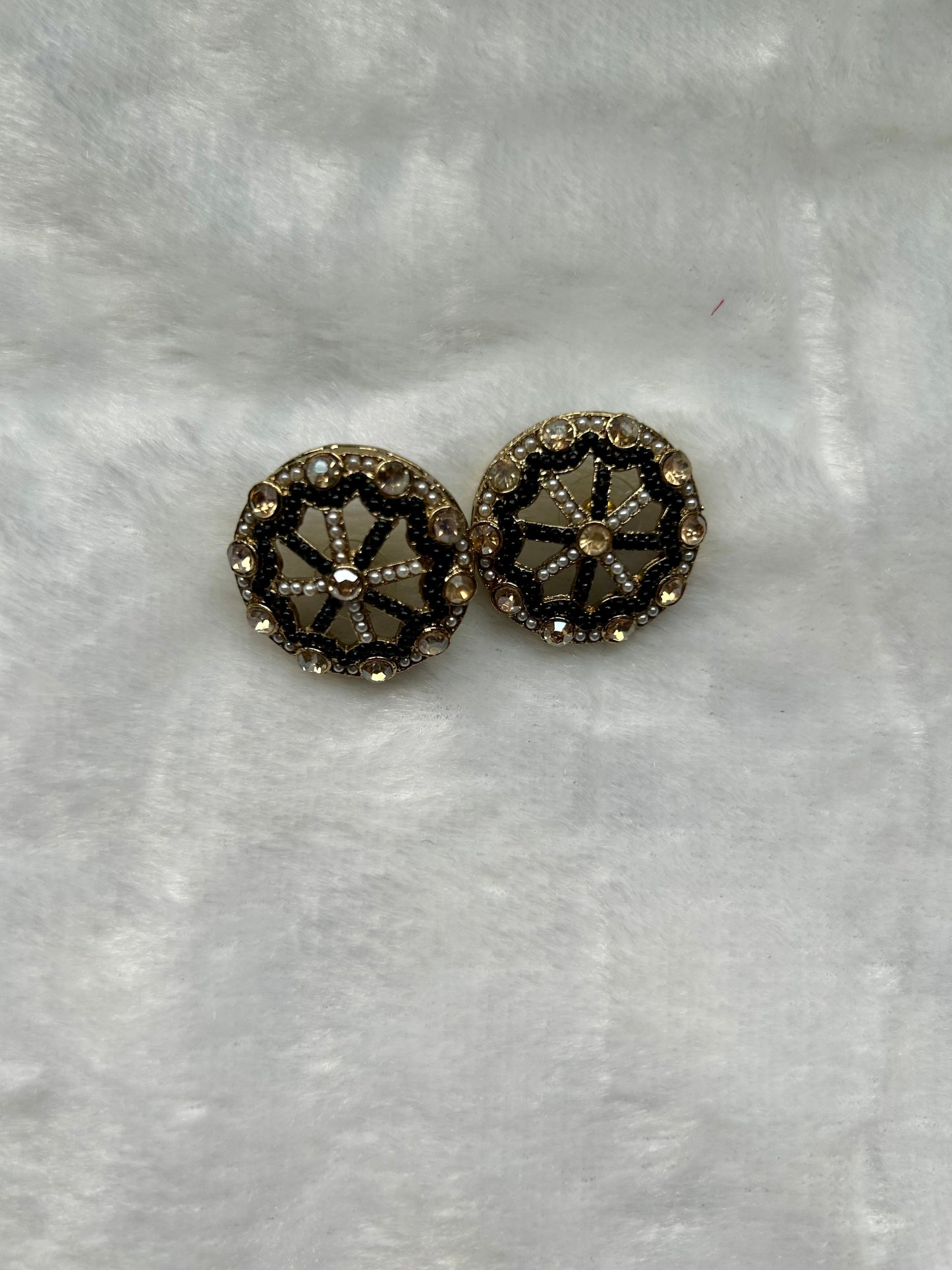 Black Polki Studs