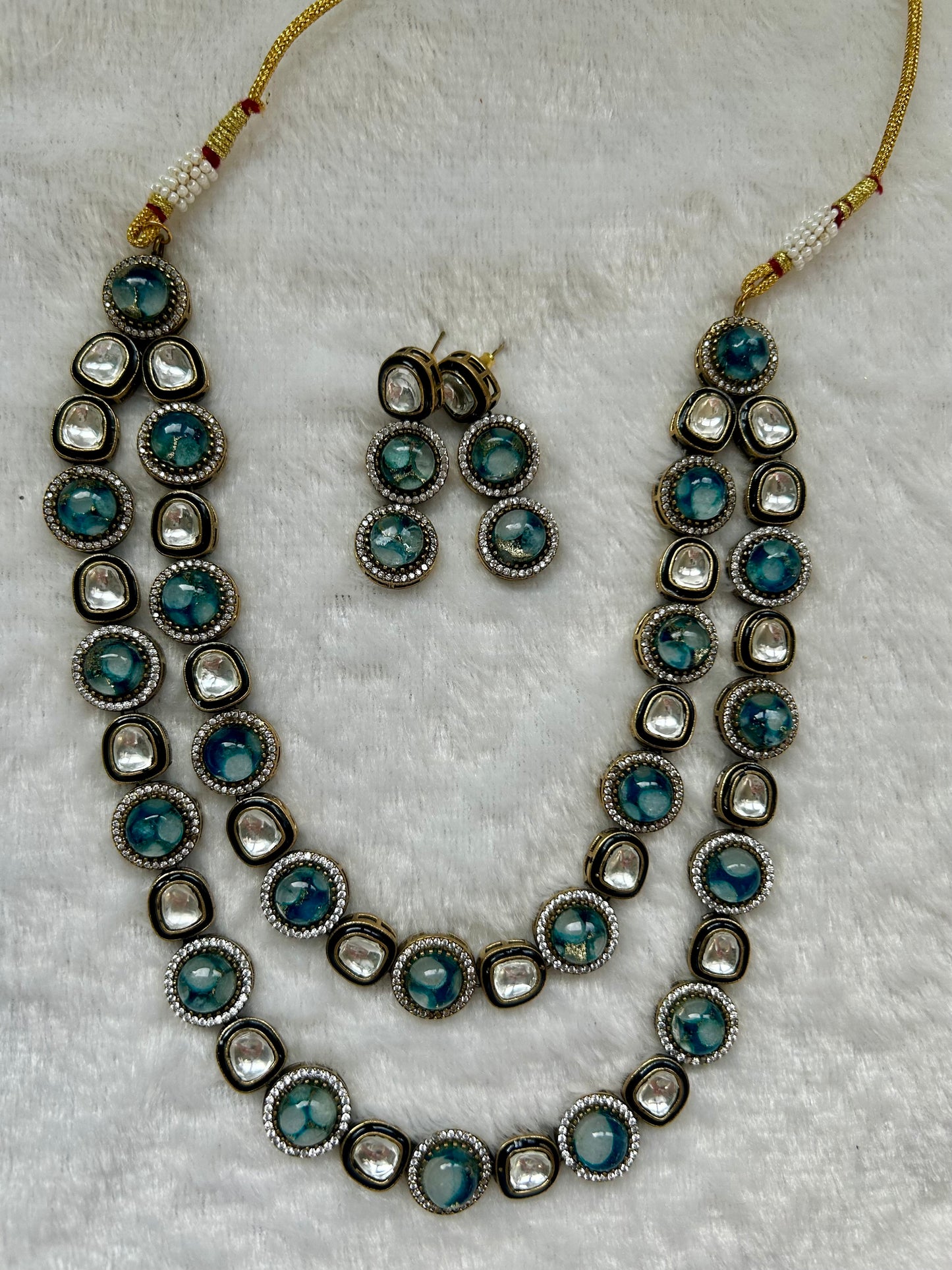 Blue Marble Kundan Layered Set