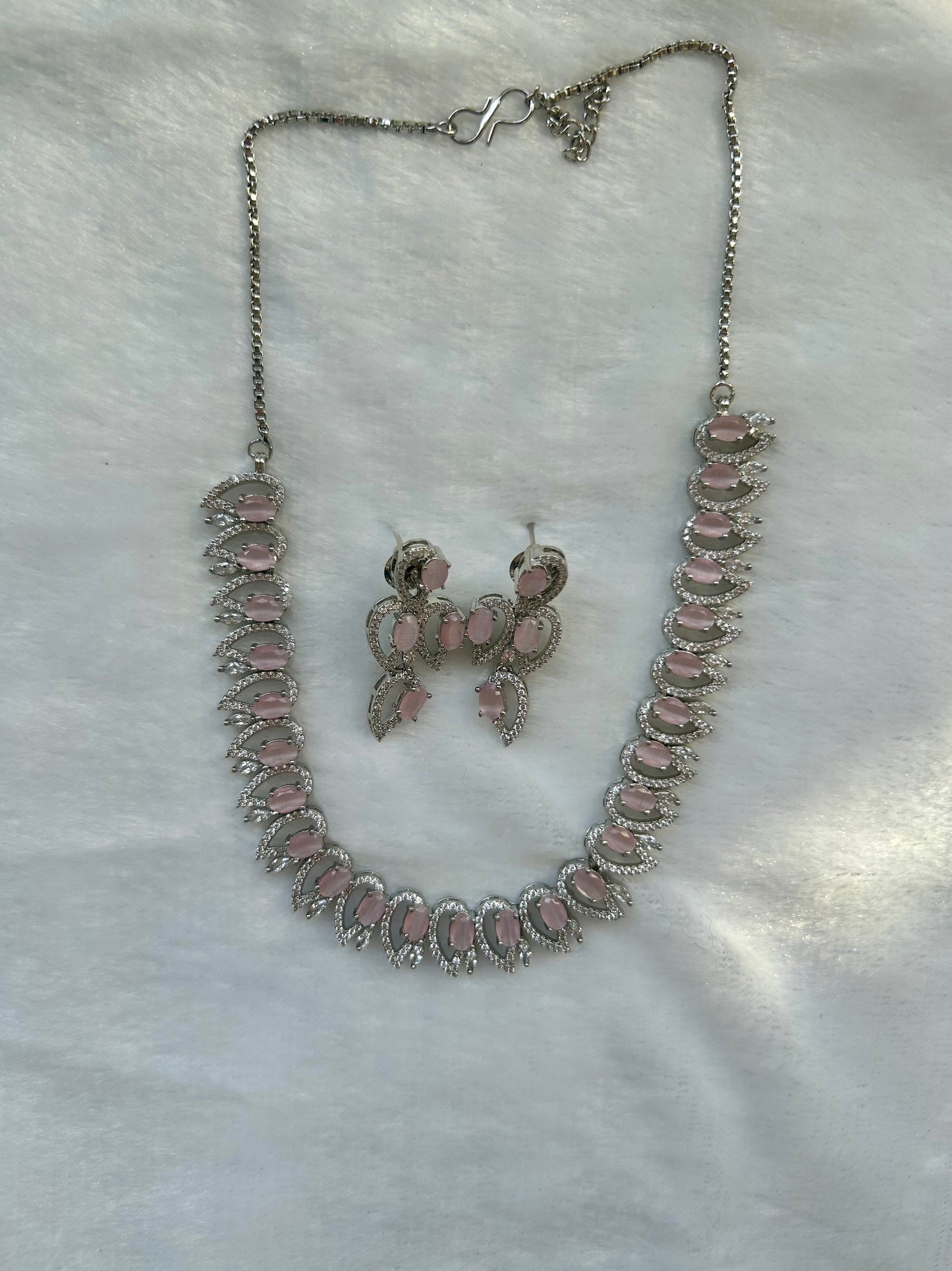 Pink CZ Necklace Set