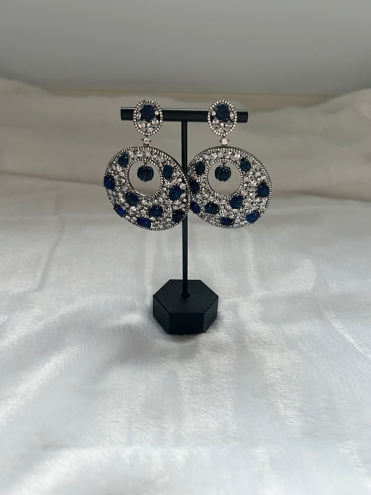 AD Navy Blue Chandbali Earrings