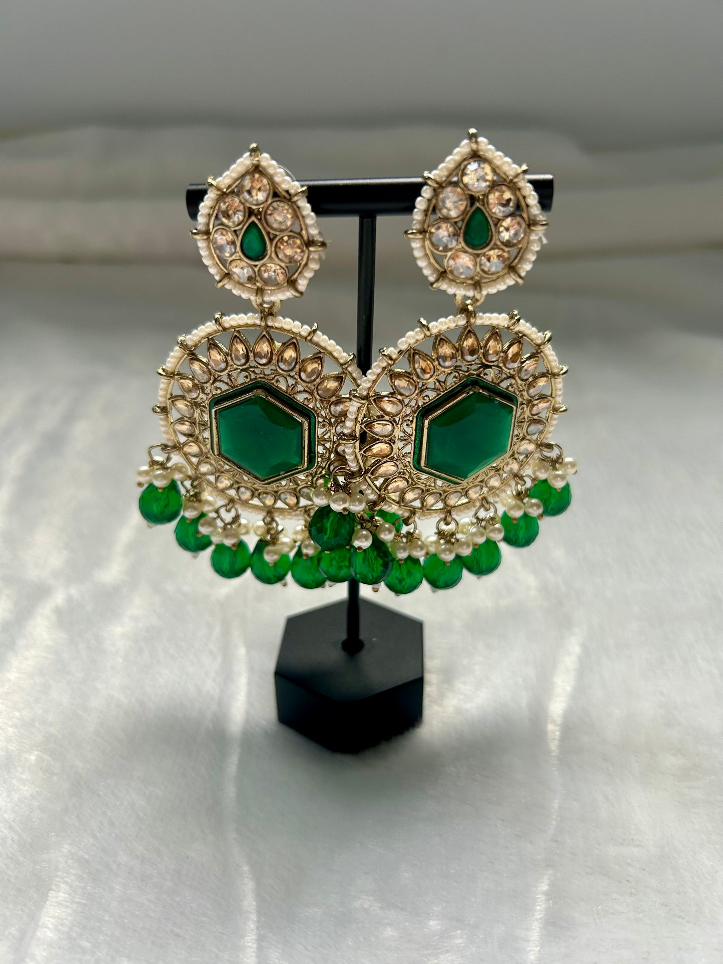 Emerald Green Kundan Earrings