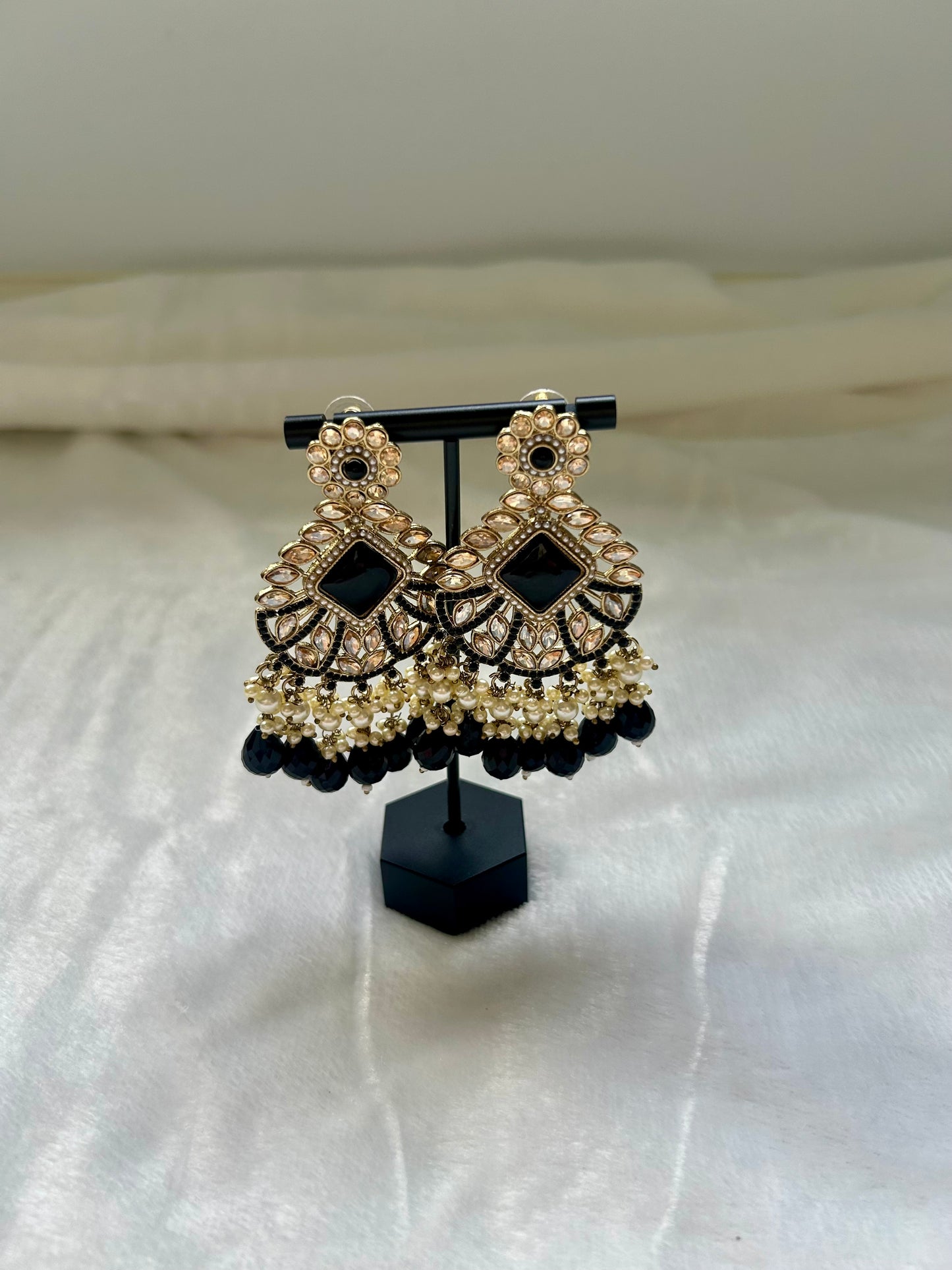 Black Kundan Earrings