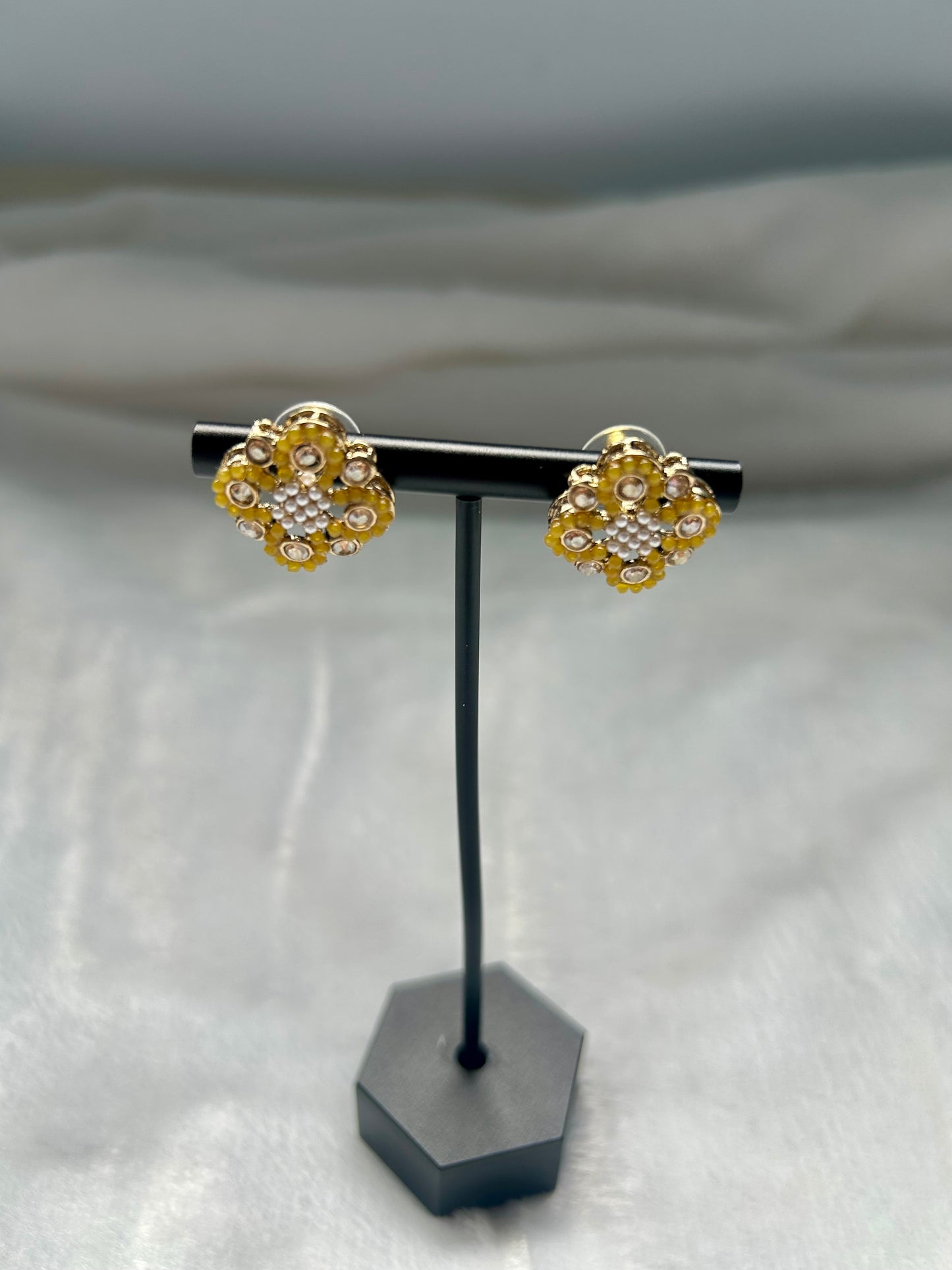 Yellow Polki Studs