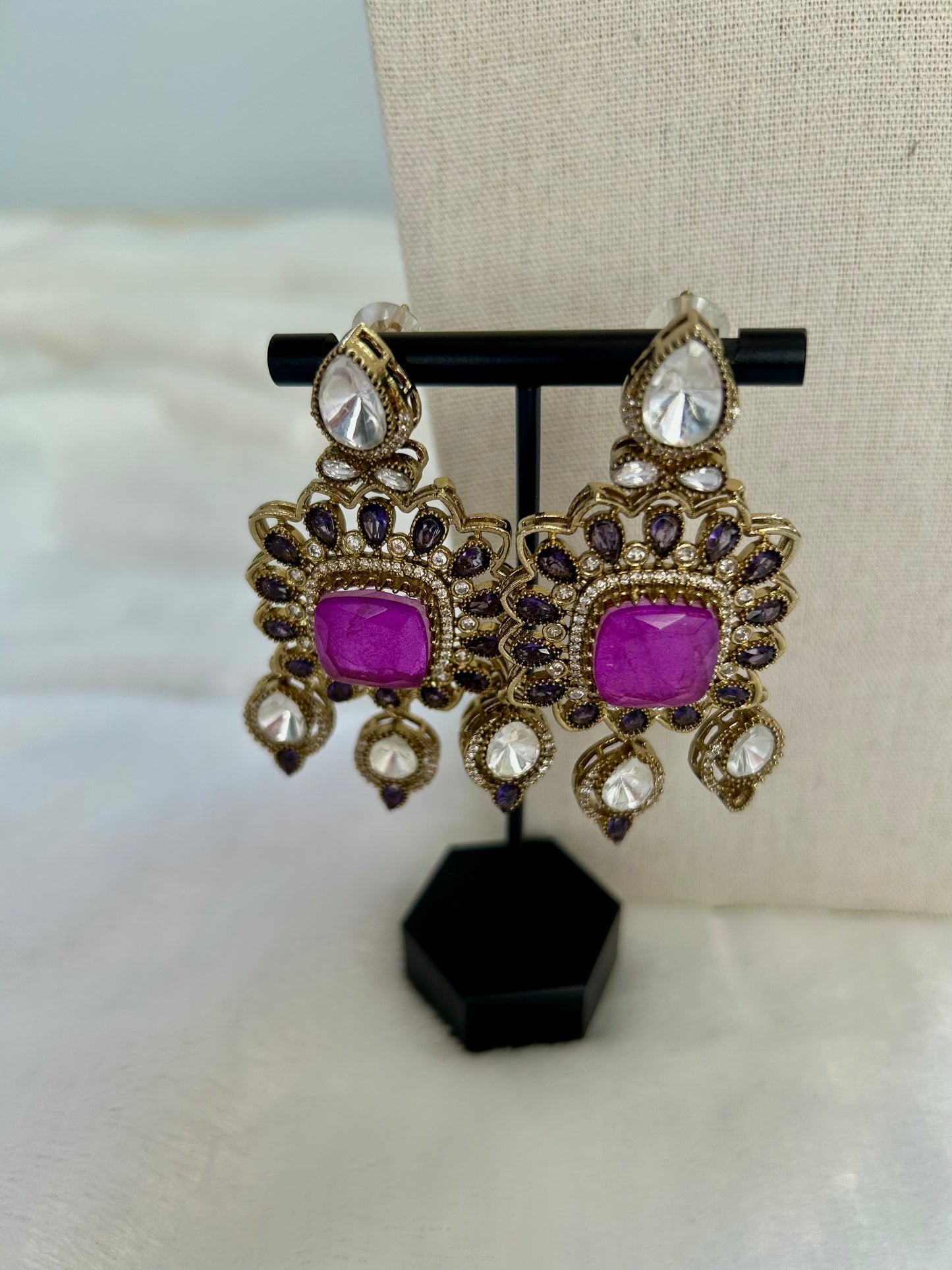 Purple Moissanite Kundan Choker Set