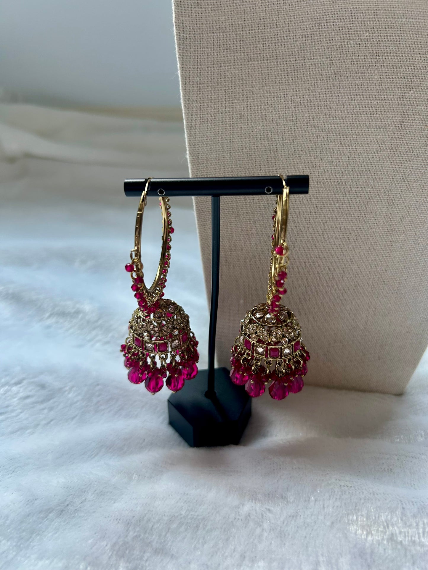 Hot Pink Polki Choker Tikka Set