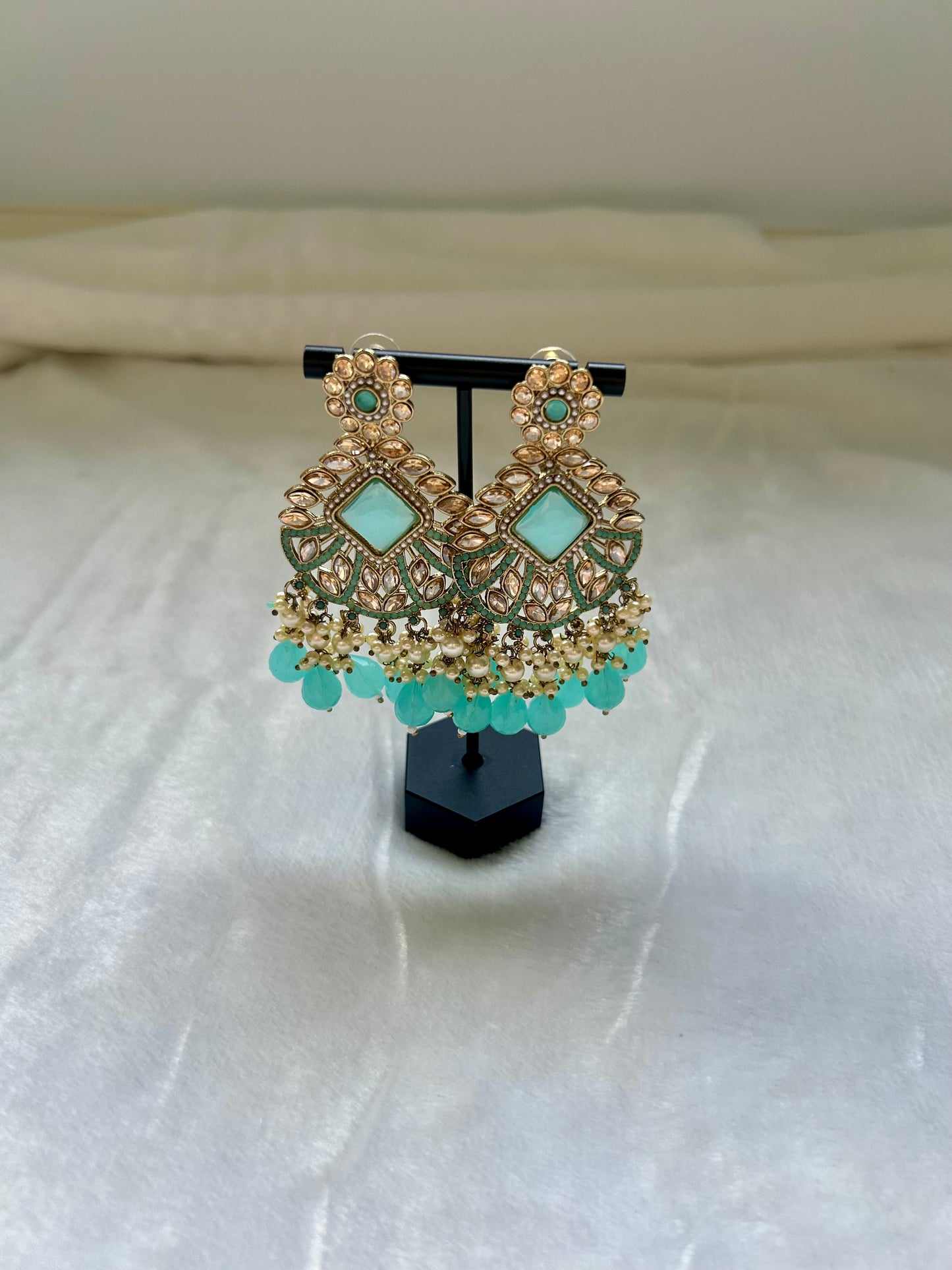 Ferozi Blue Kundan Earrings