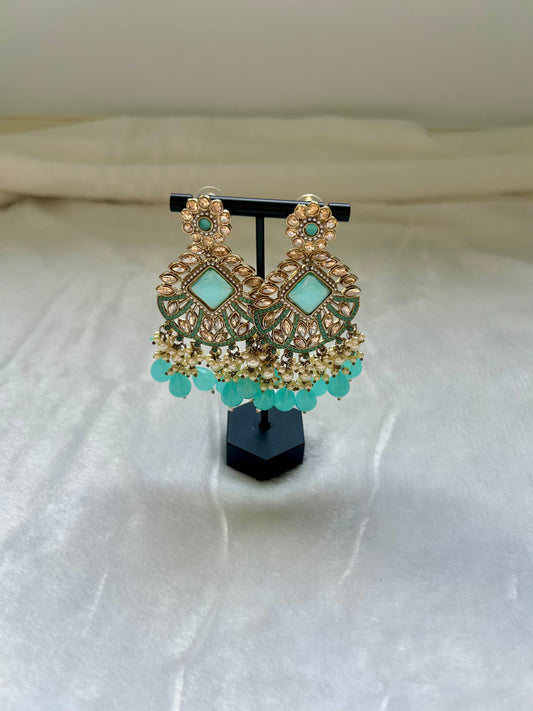 Ferozi Blue Kundan Earrings