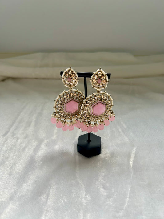 Pink Kundan Earrings