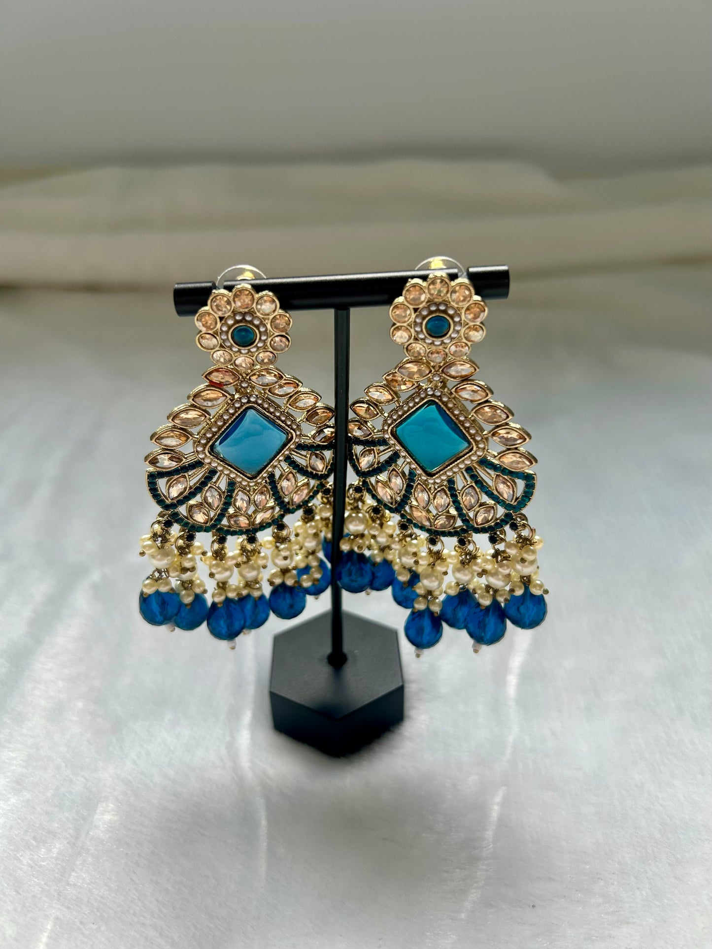 Royal Blue Kundan Earrings