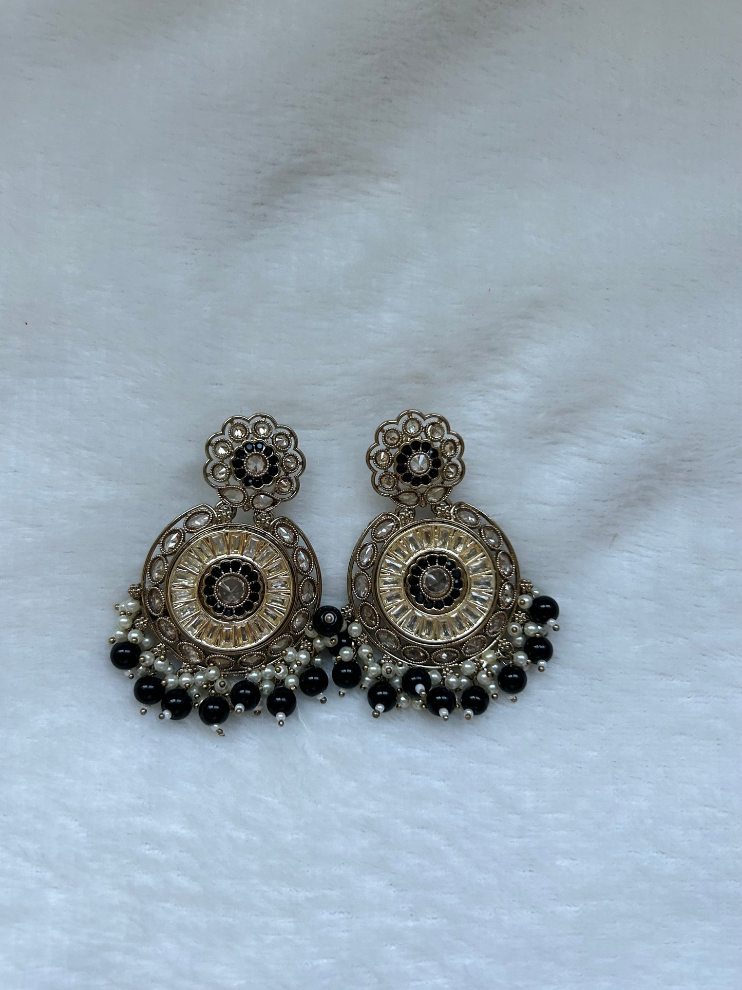 Black Polki Earrings