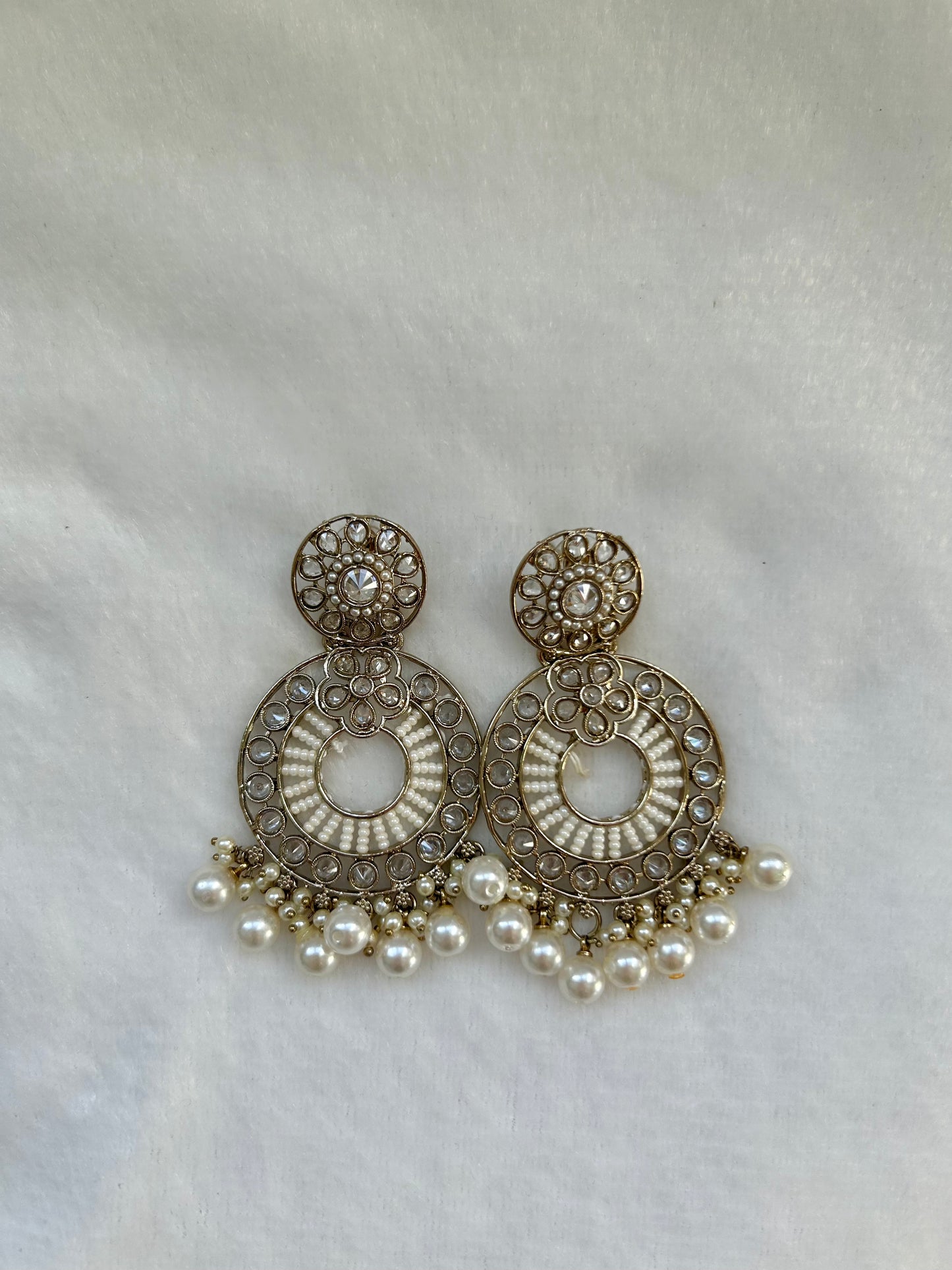 White Polki Earrings