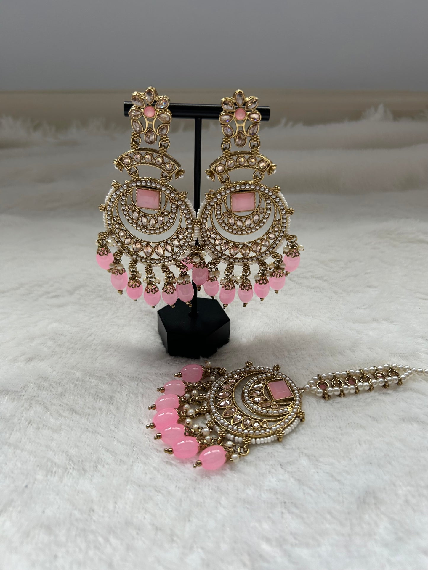 Pink Polki Tikka Set