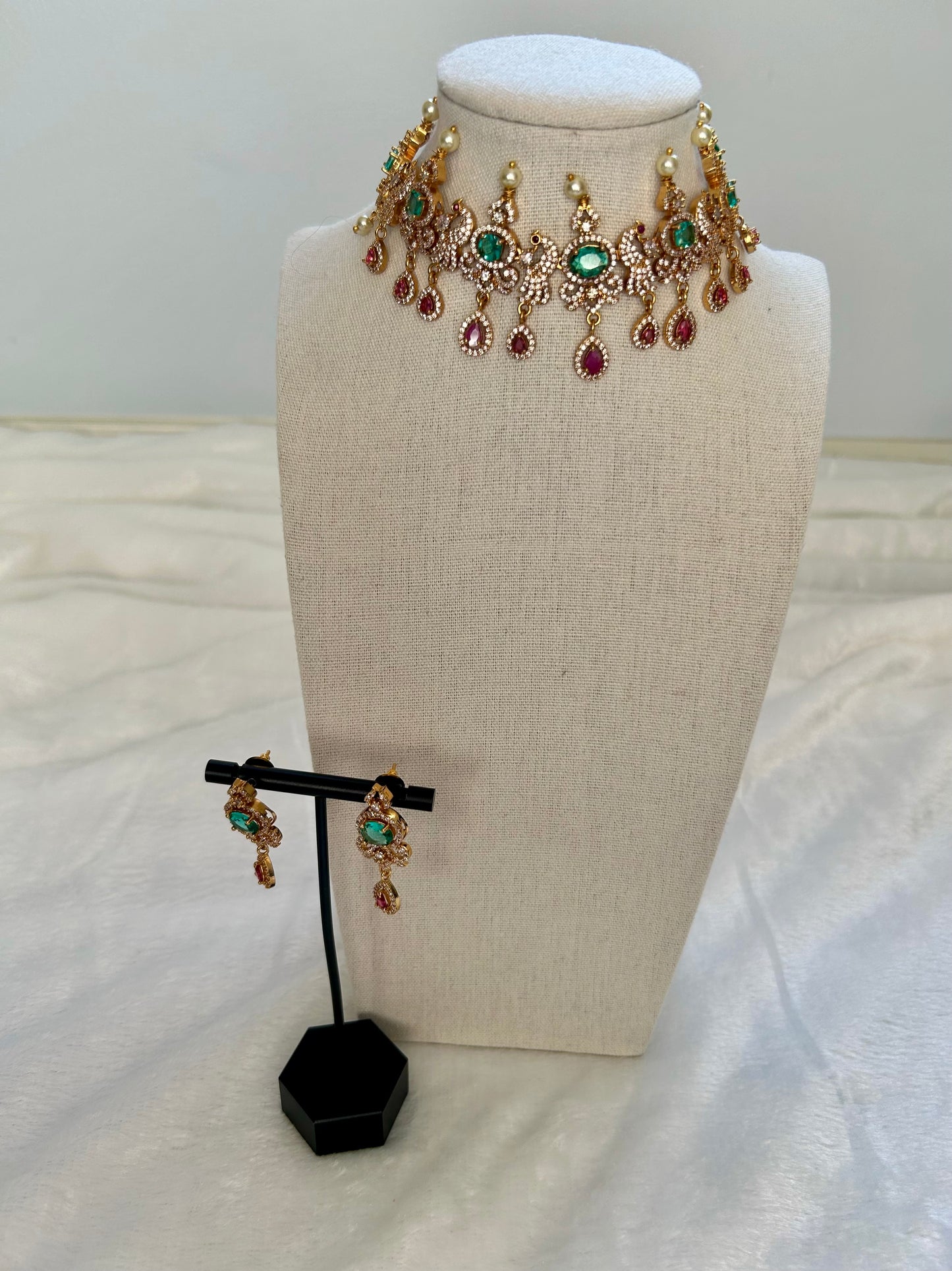 AD Teal & Dark Red Choker Set