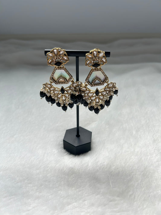 Black Fusion Kundan Earrings