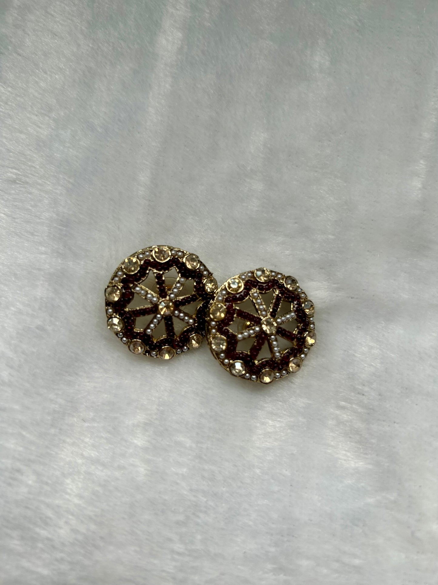 Dark Red Polki Studs