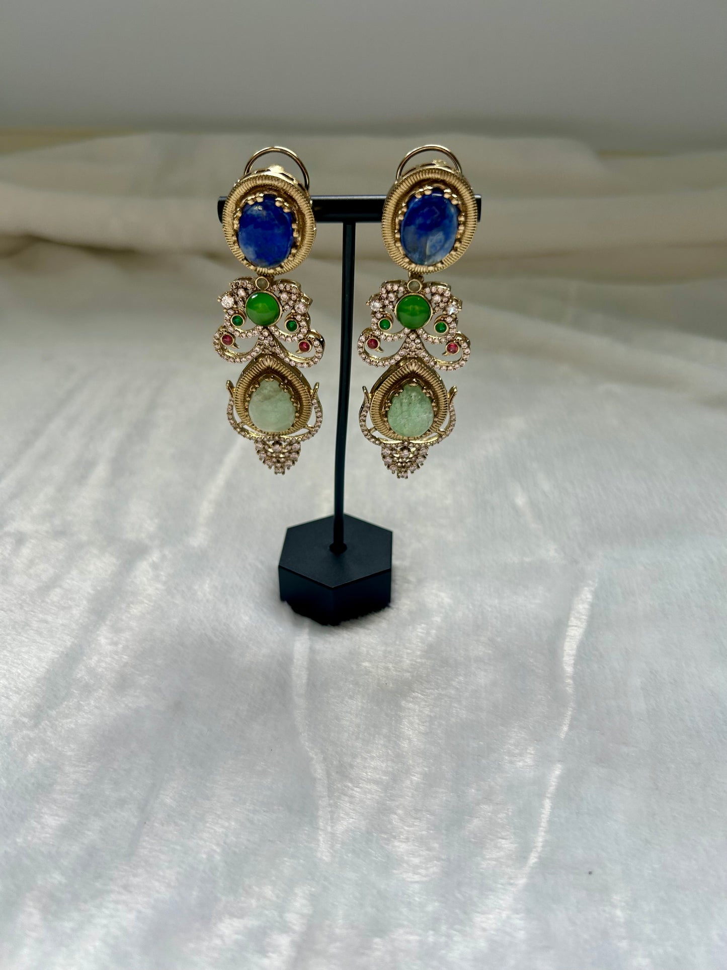 LUXE Mint & Blue Marble Doublet Earrings