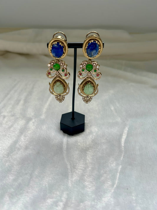 LUXE Mint & Blue Marble Doublet Earrings