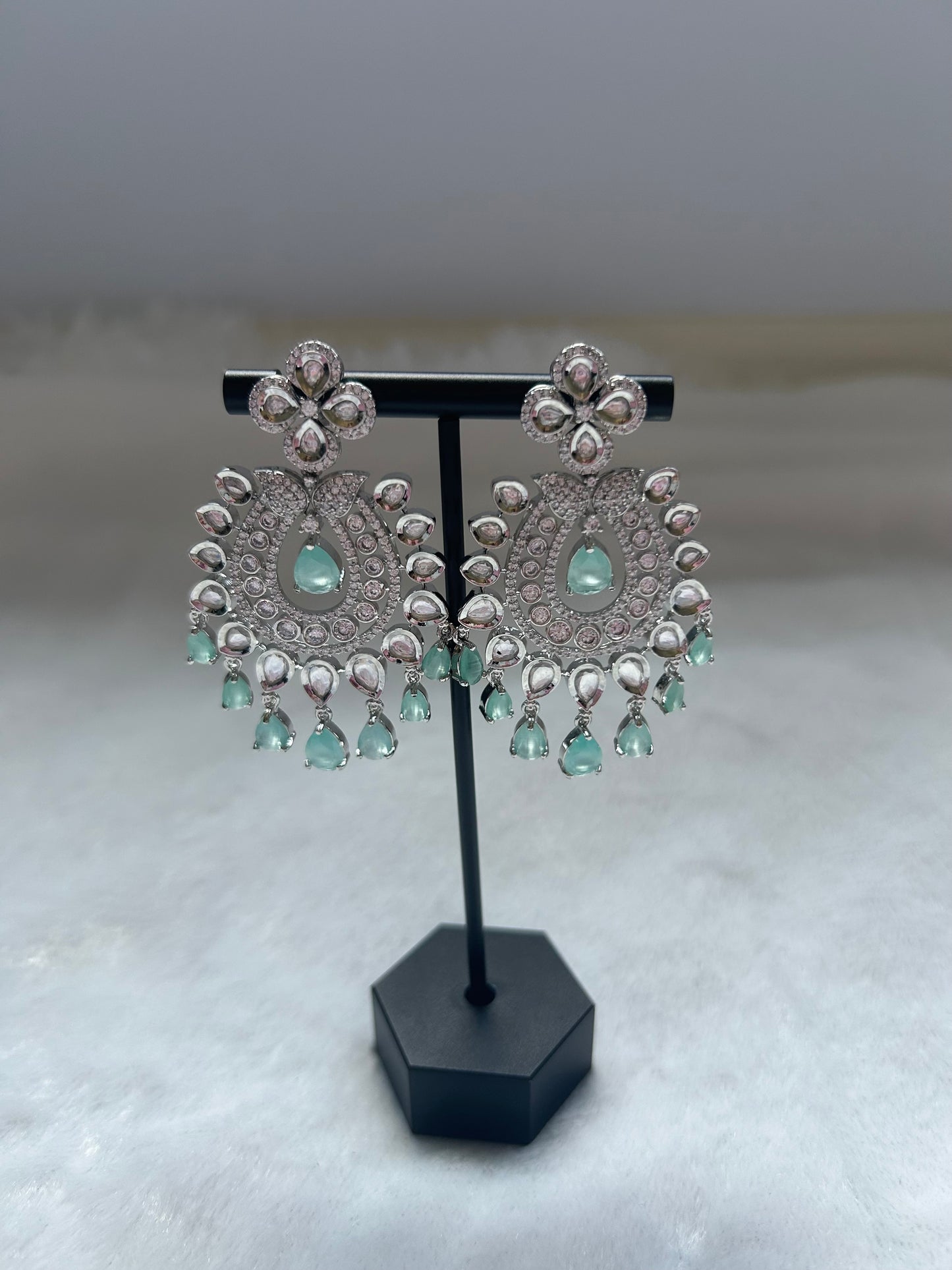 AD & Uncut Kundan Mint Earrings