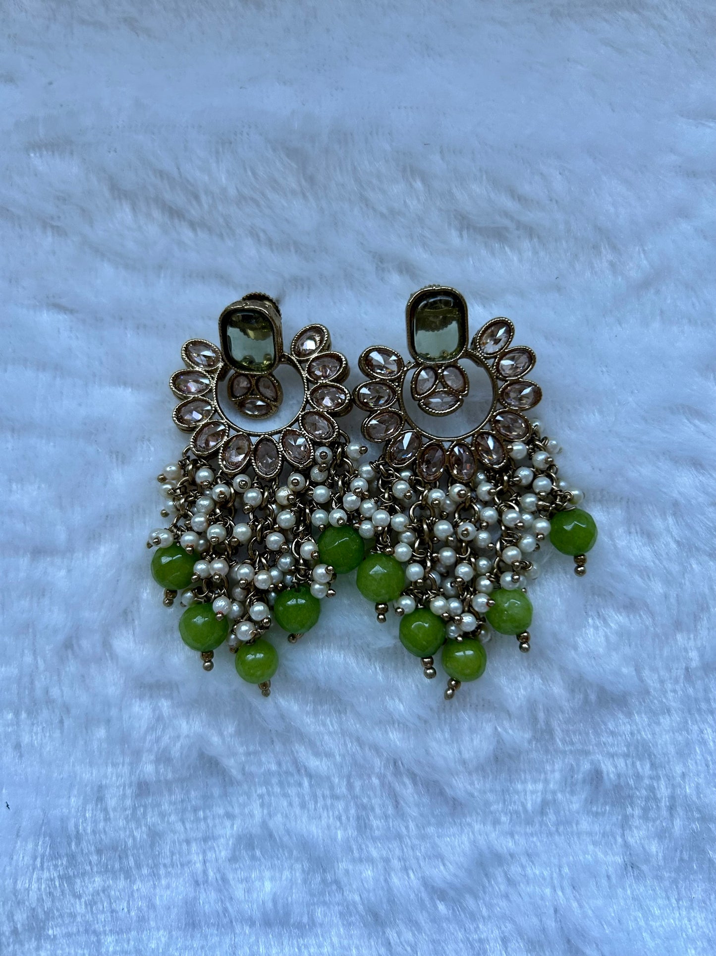 Green Polki Earrings