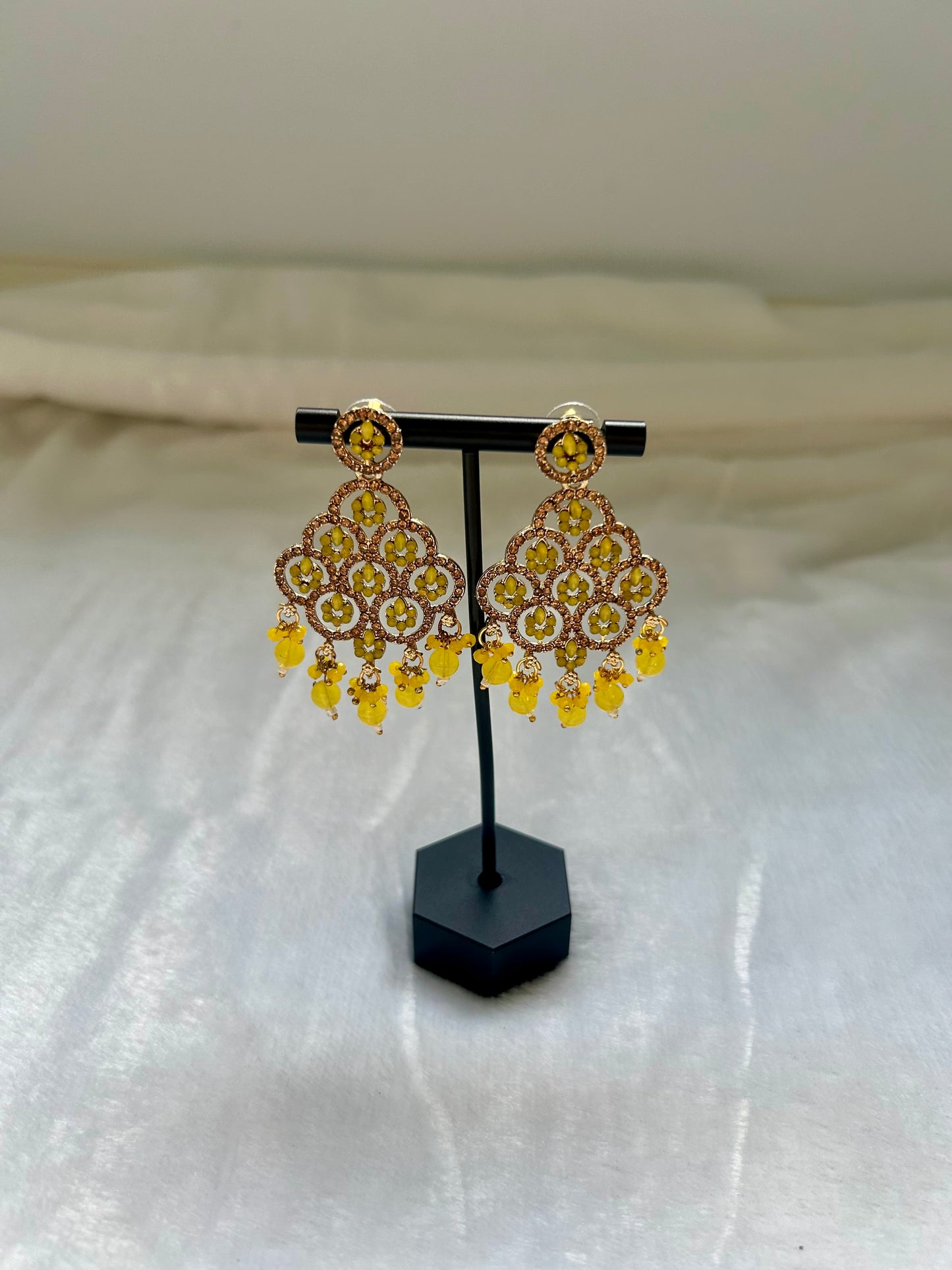 Yellow Polki Earrings