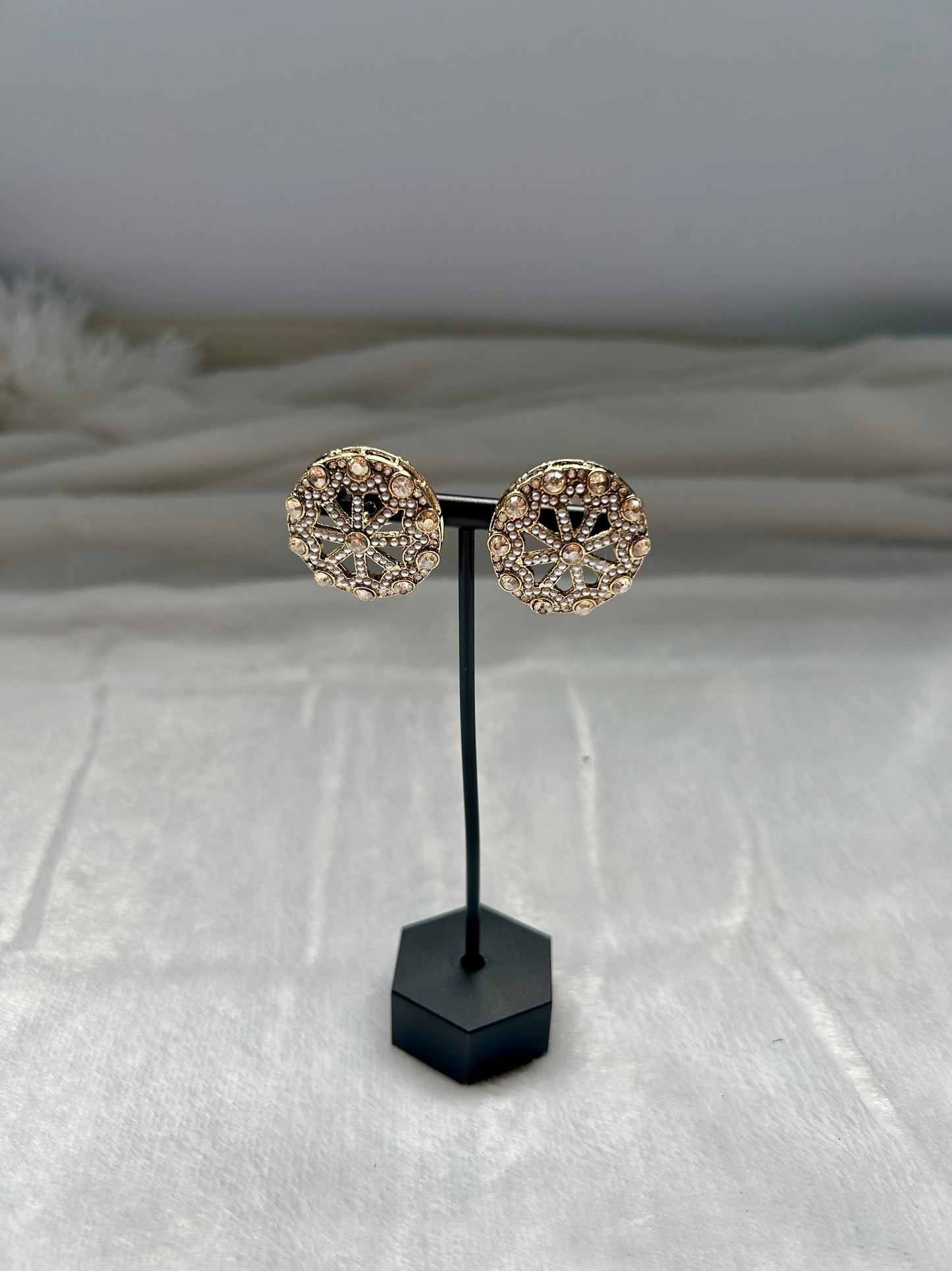 White Polki Studs