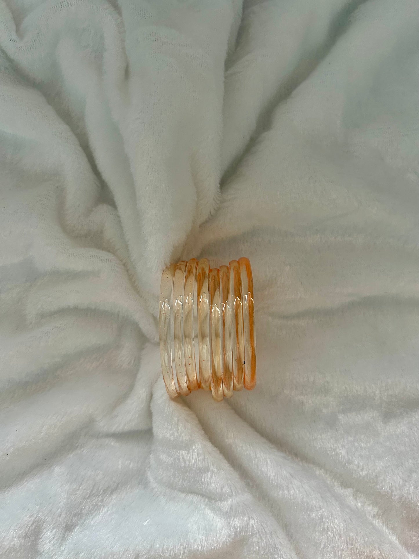 Cream & Orange Jelly Glass Bangles