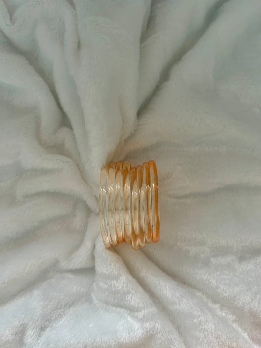 Cream & Orange Jelly Glass Bangles