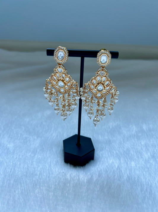 LUXE Uncut White Kundan Earrings