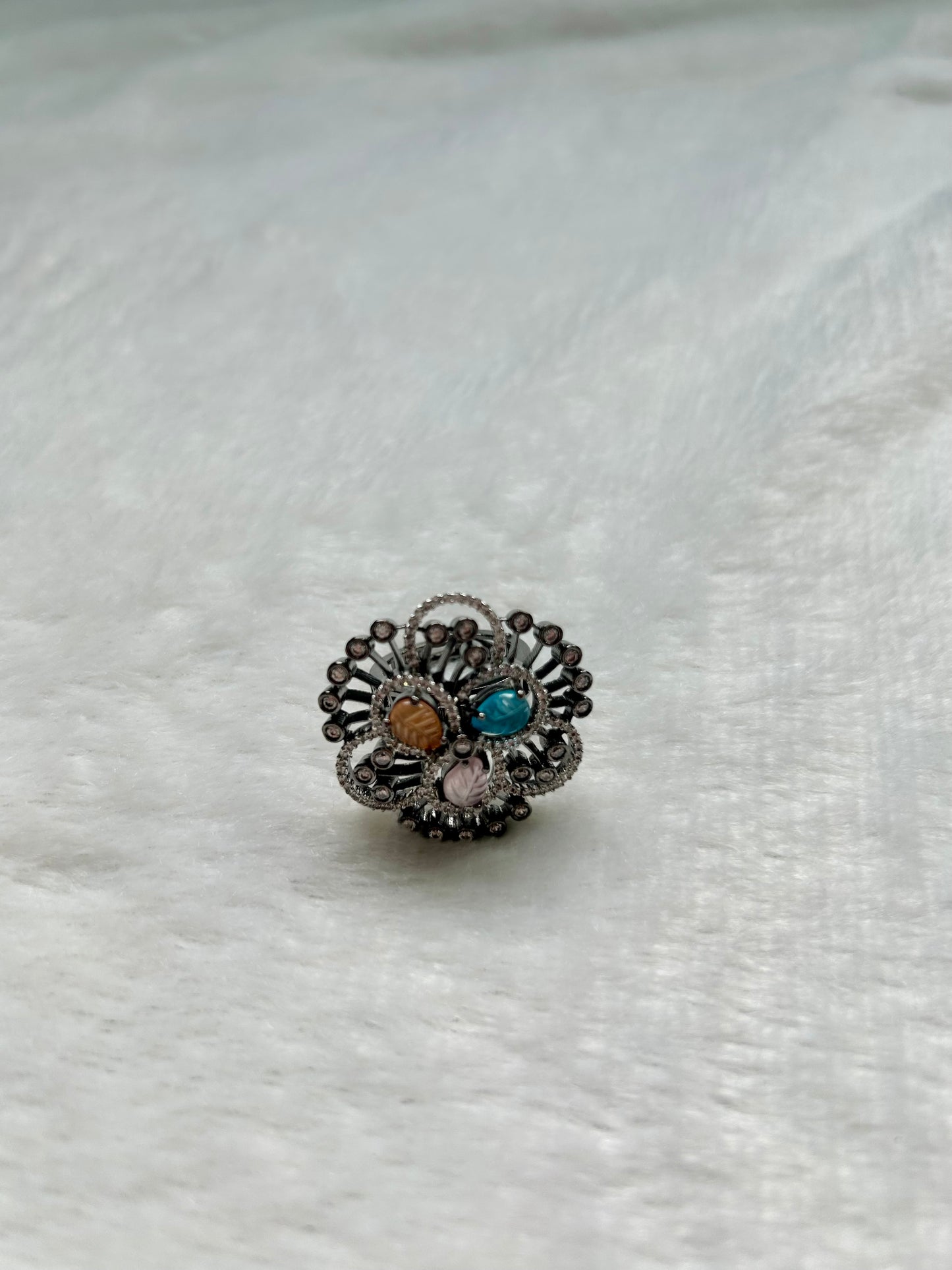 AD Multi Flower Oxidized Ring