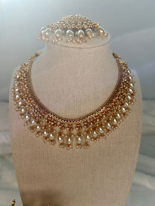 White Gold Crafted Choker Set
