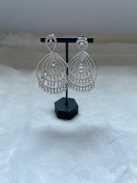 AD Pink Chandbali Earrings