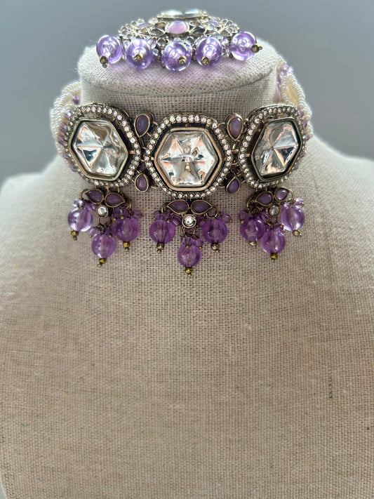 Light Purple Kundan Choker Set