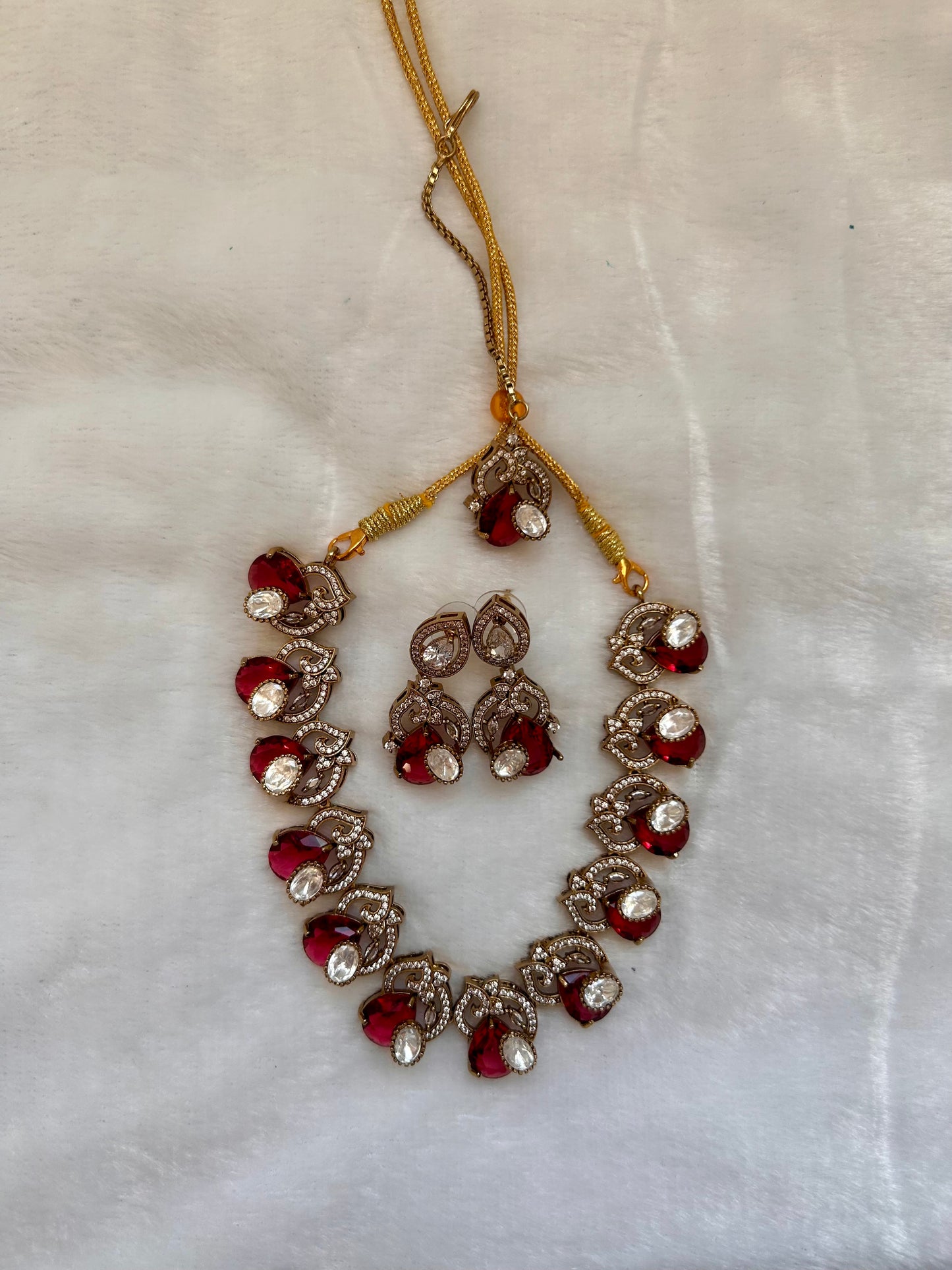 Red Moissanite Kundan Set