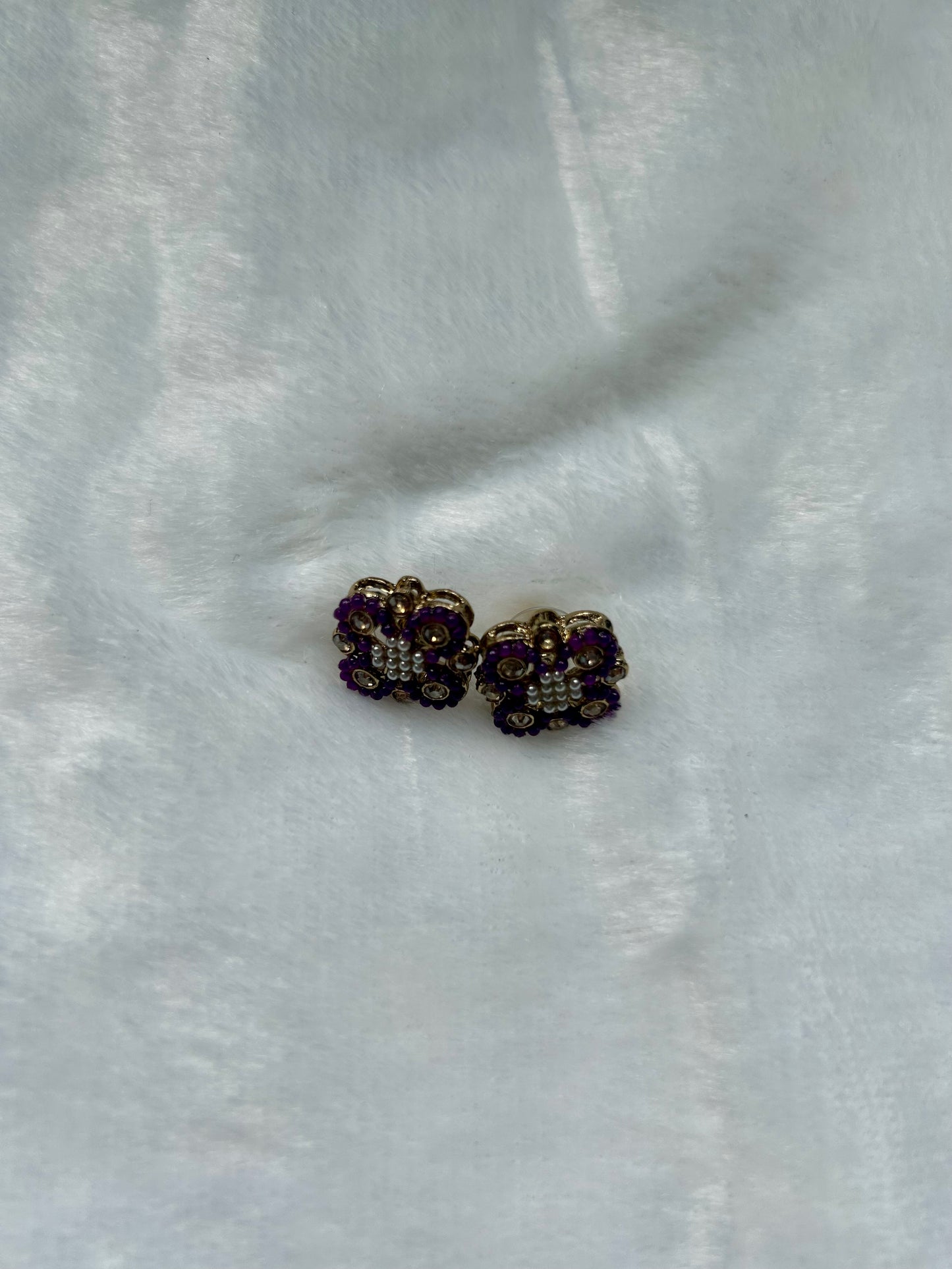 Dark Purple Polki Studs