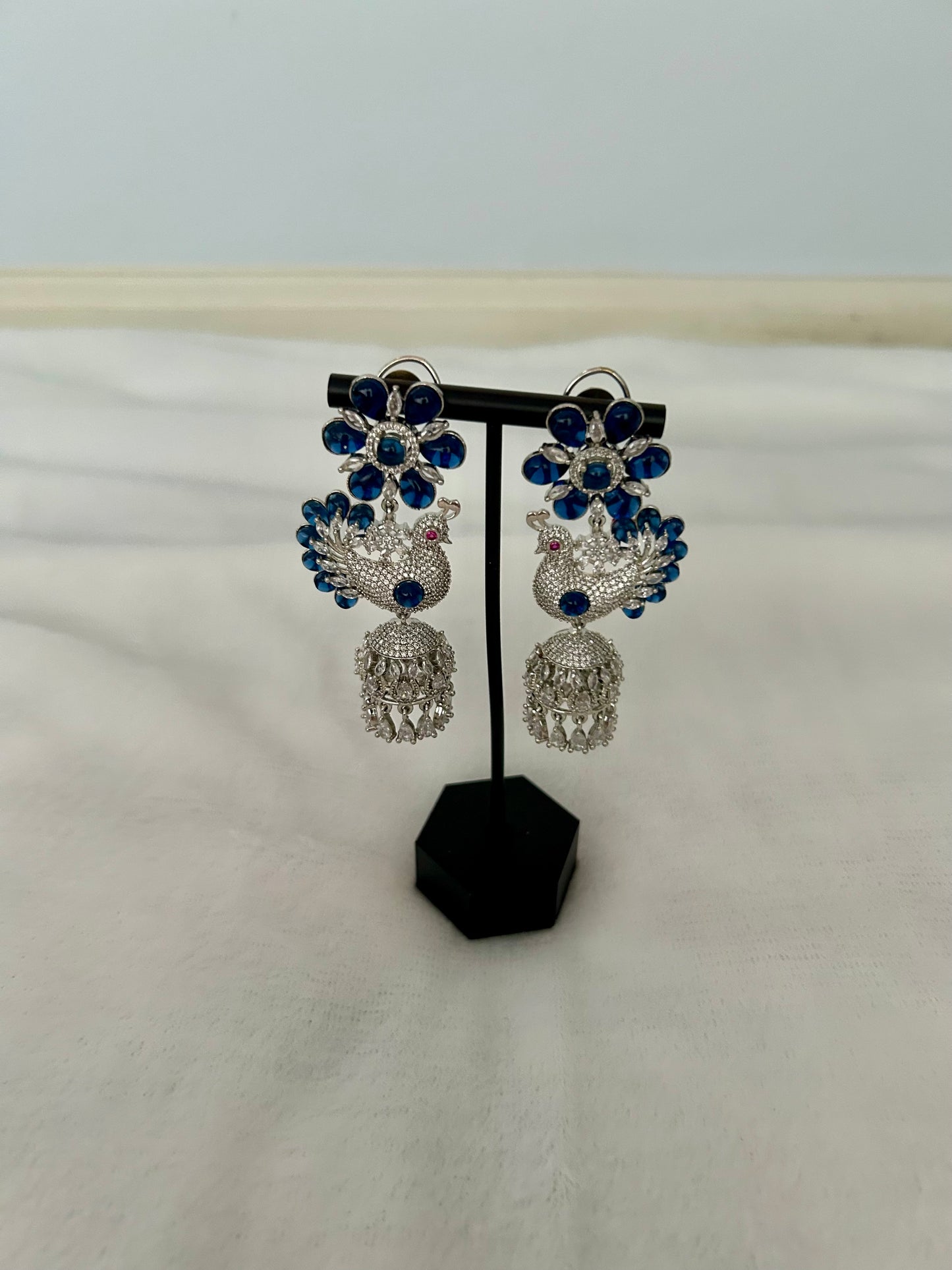 AD Navy Blue Jhumki Earrings