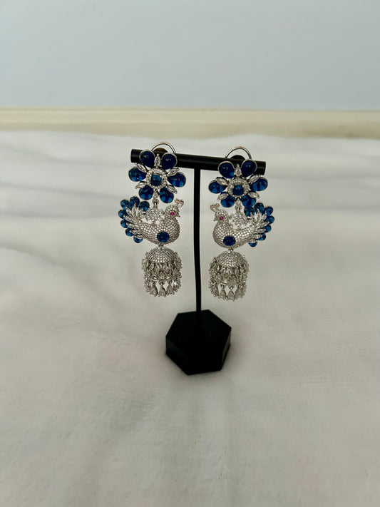 AD Navy Blue Jhumki Earrings